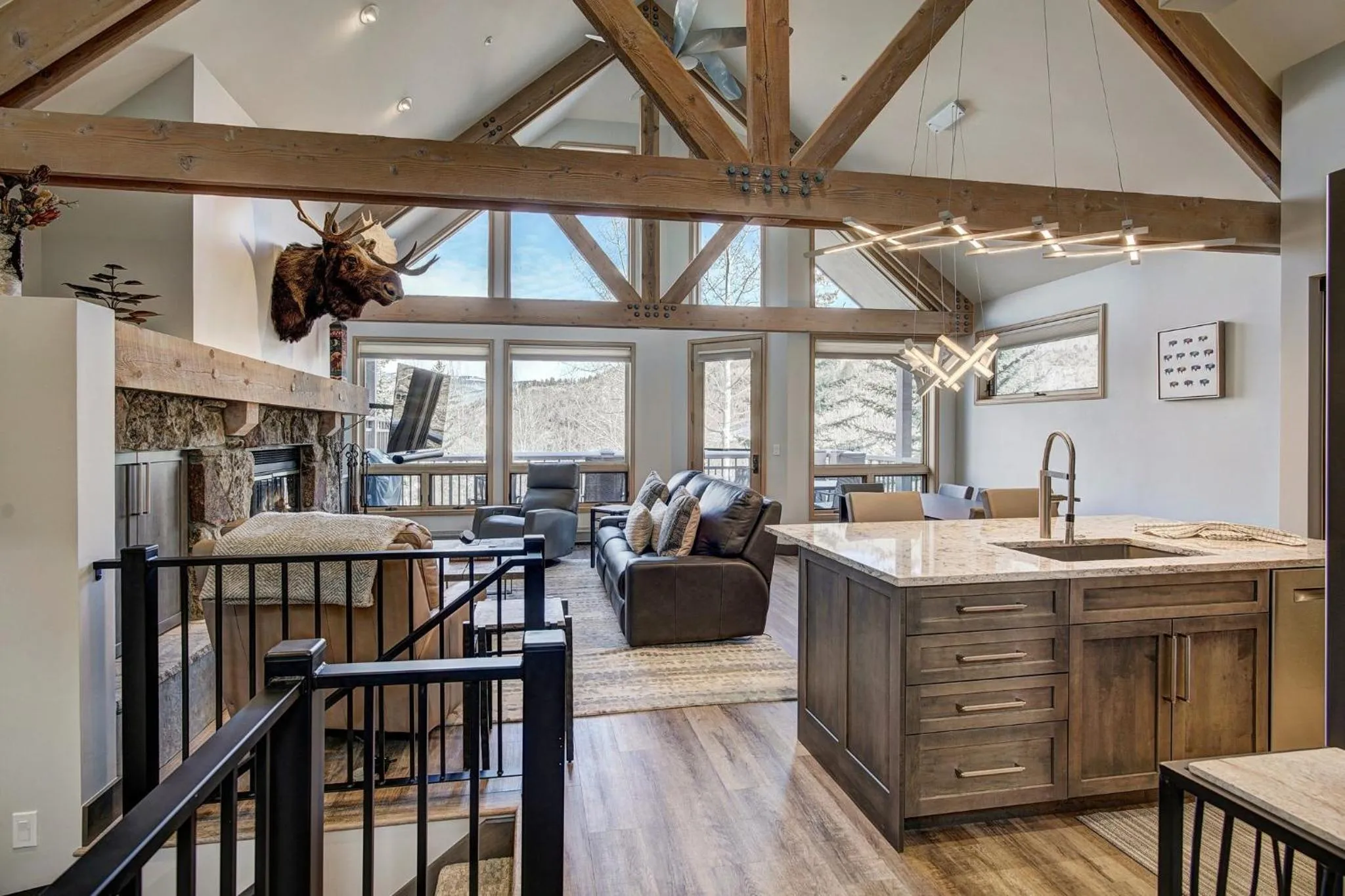 Living room in The Pines Lodge, a RockResort, by Vail Resorts