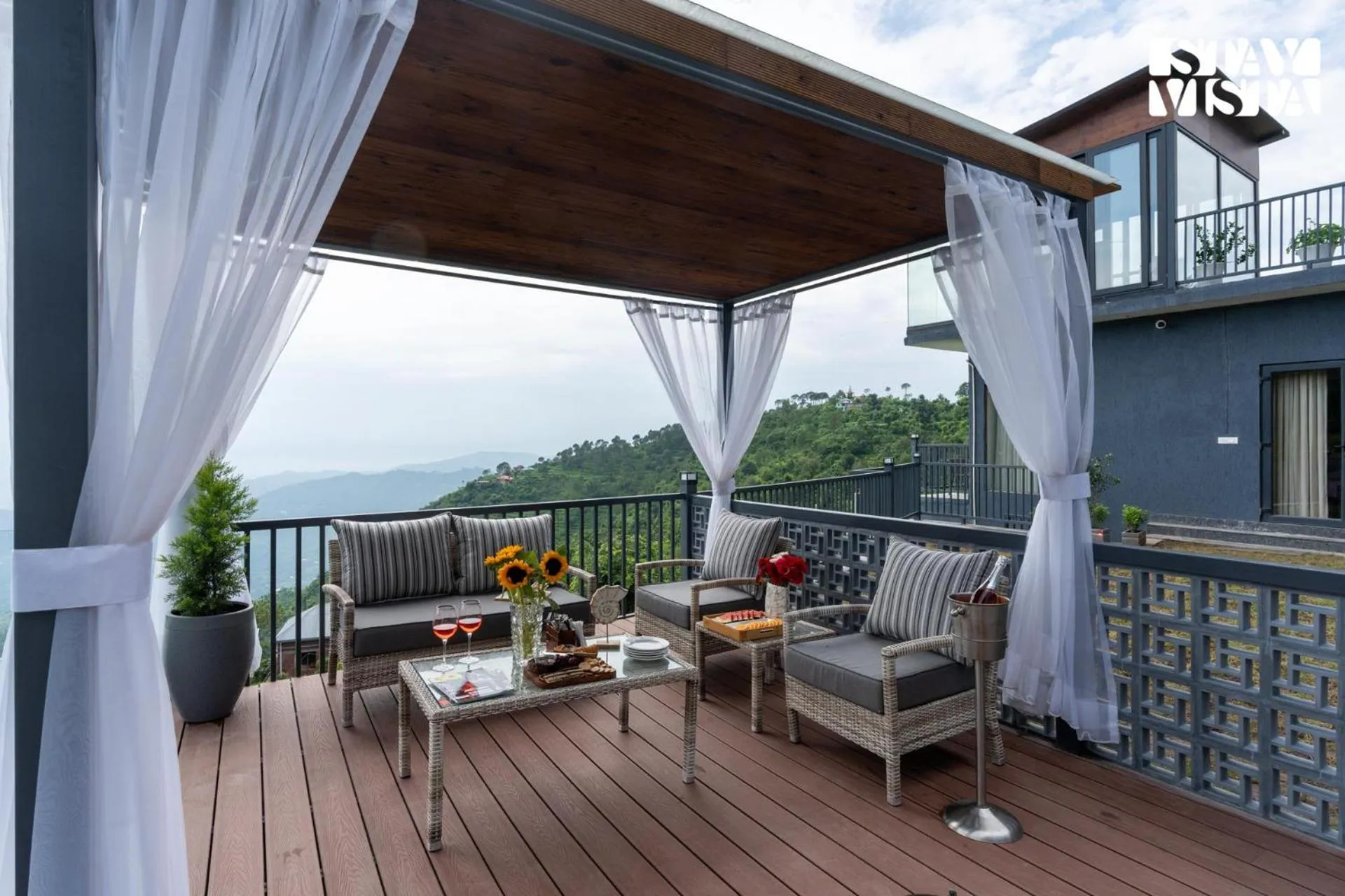 Balcony/Terrace in StayVista at Savara with Heated Infinity Pool and Jacuzzi