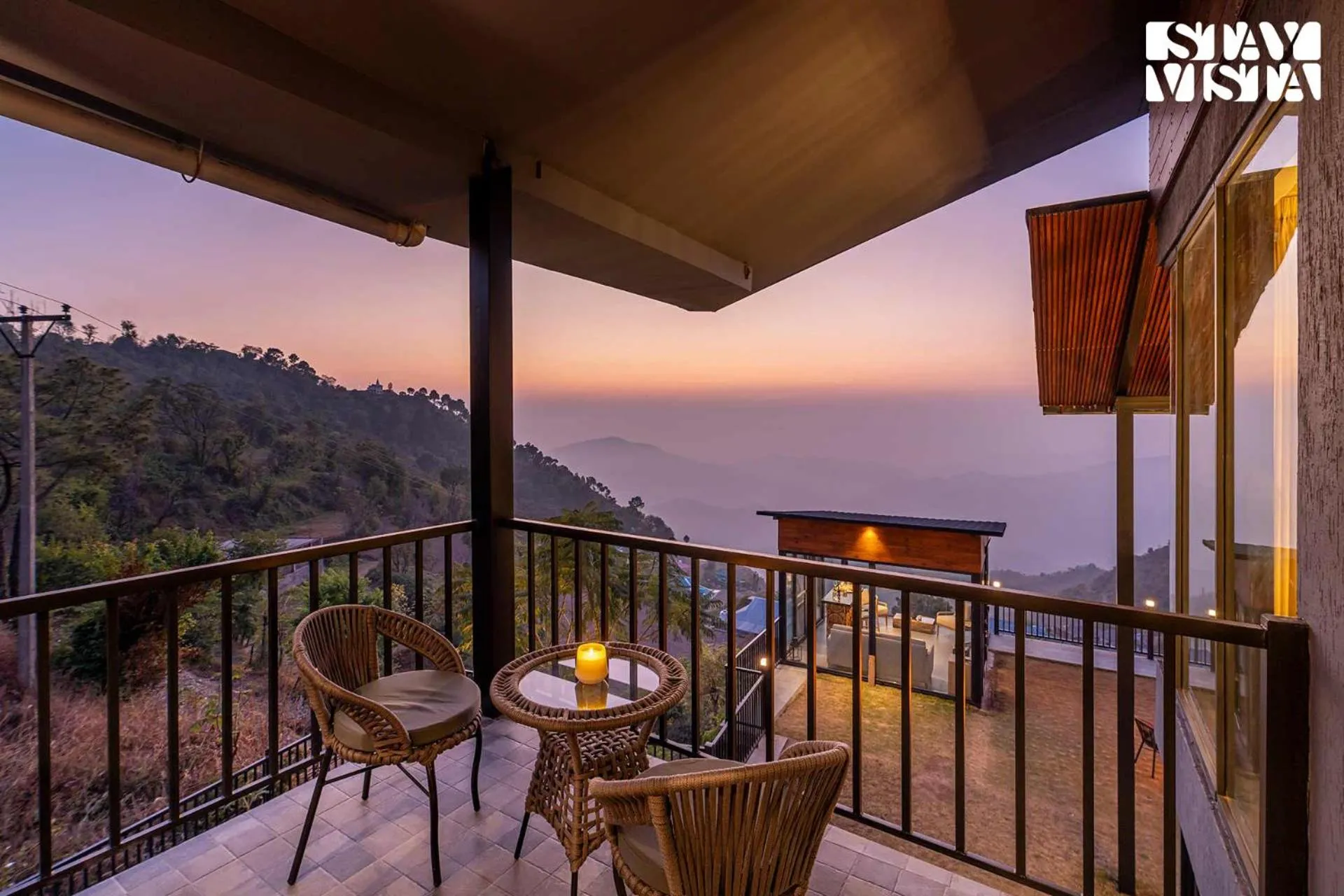 Balcony/Terrace in StayVista at Savara with Heated Infinity Pool and Jacuzzi