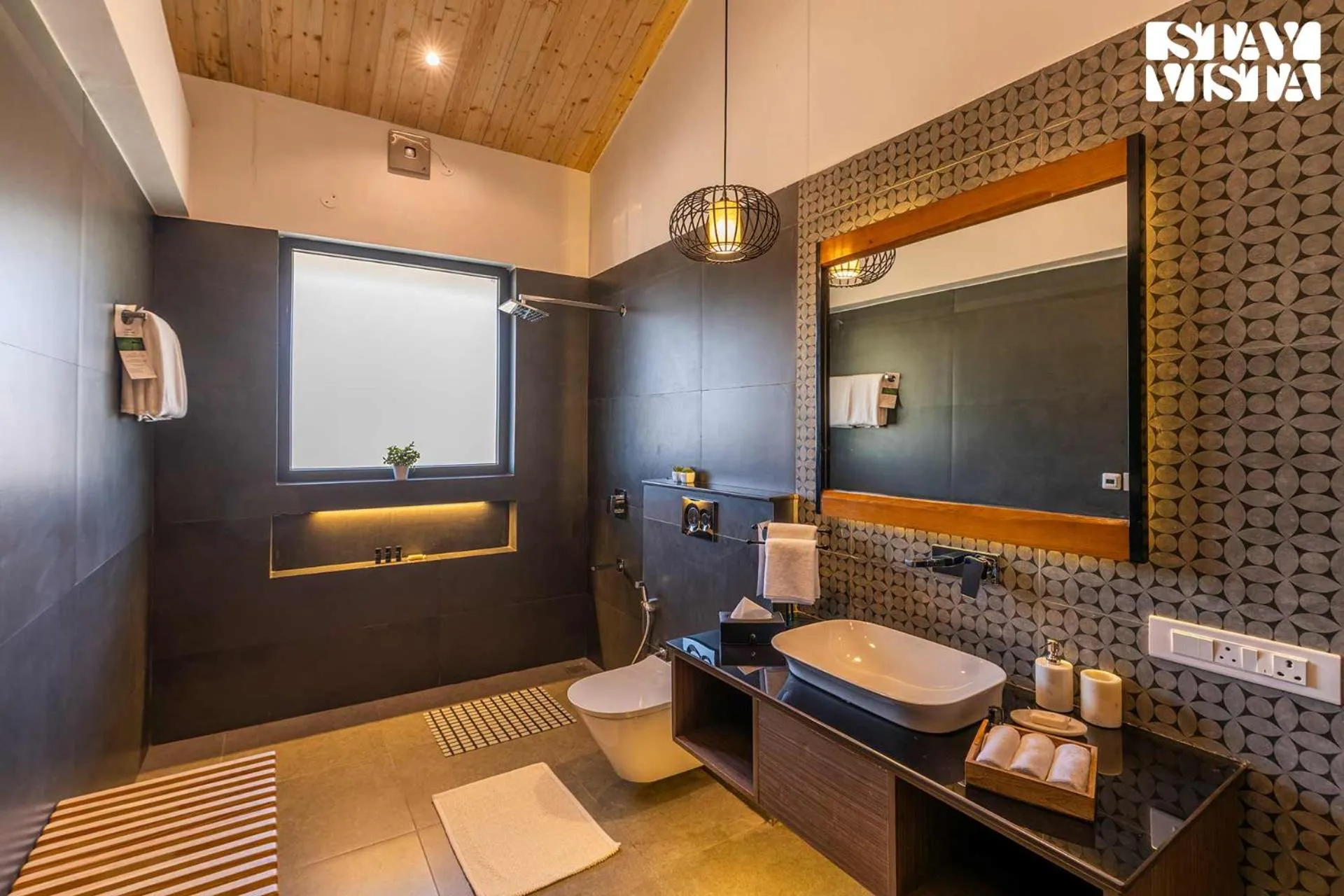 Bathroom in StayVista at Savara with Heated Infinity Pool and Jacuzzi