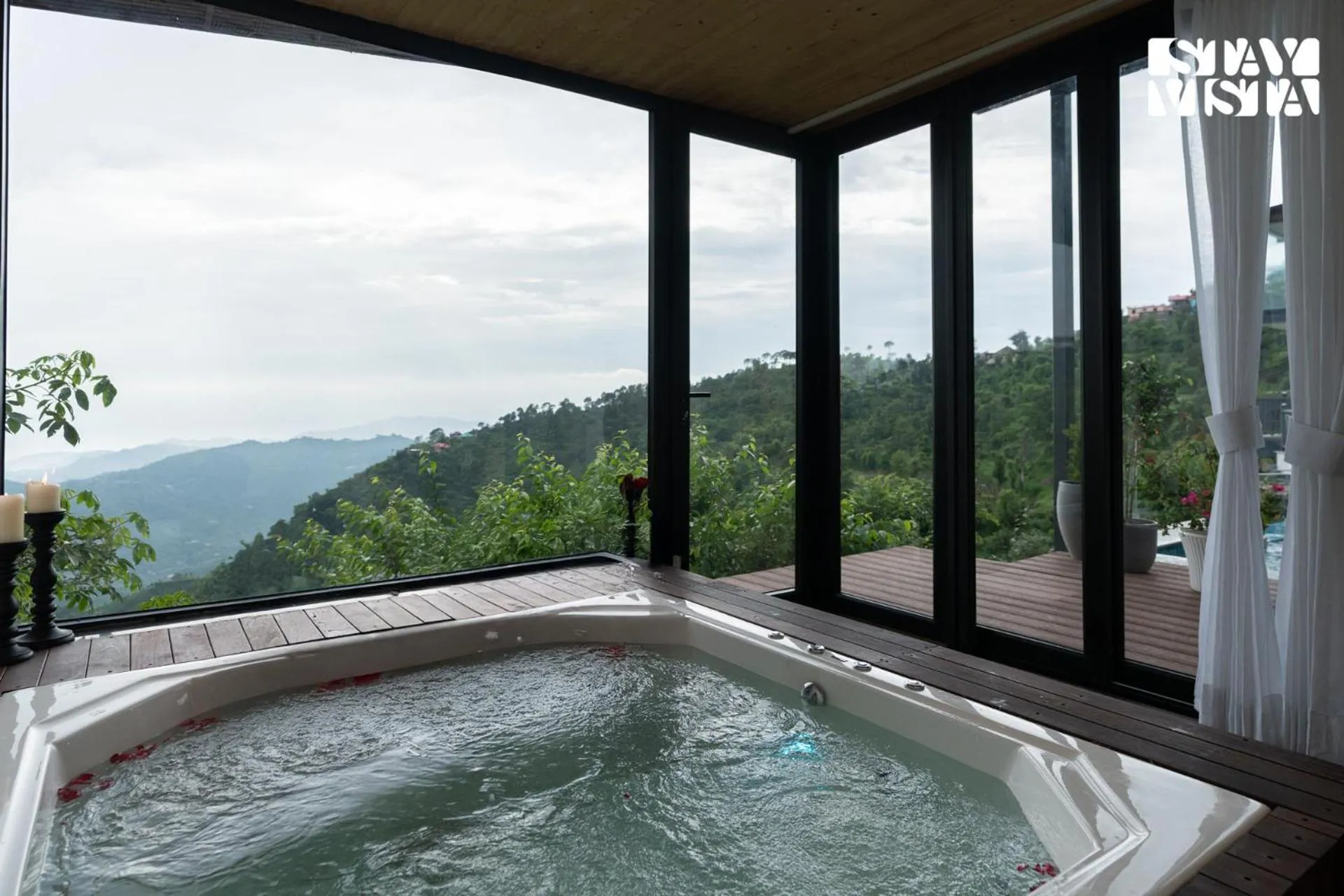 Hot Tub in StayVista at Savara with Heated Infinity Pool and Jacuzzi