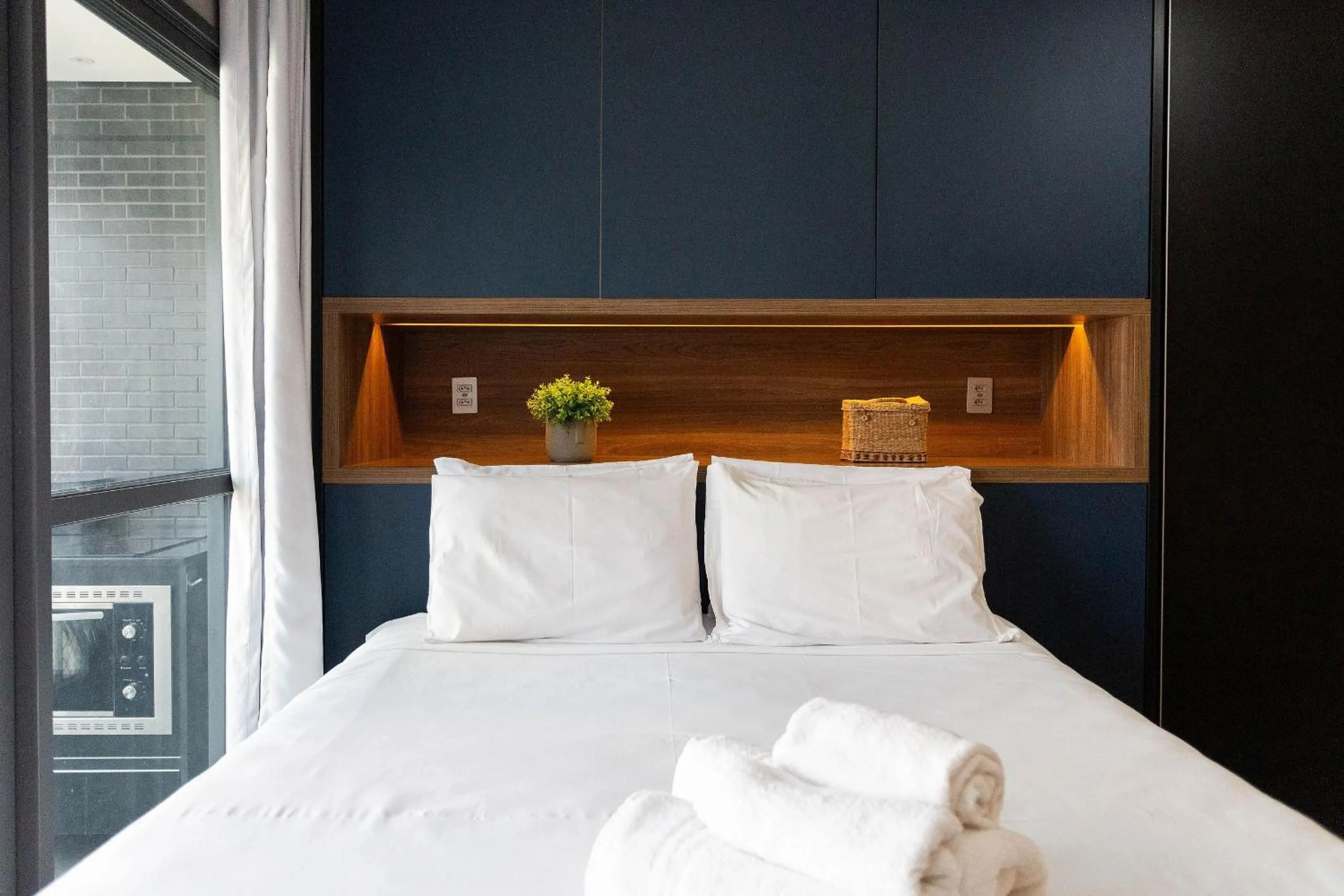 Bed in Condomínio Setin Downtown Genebra - Studios por temporada