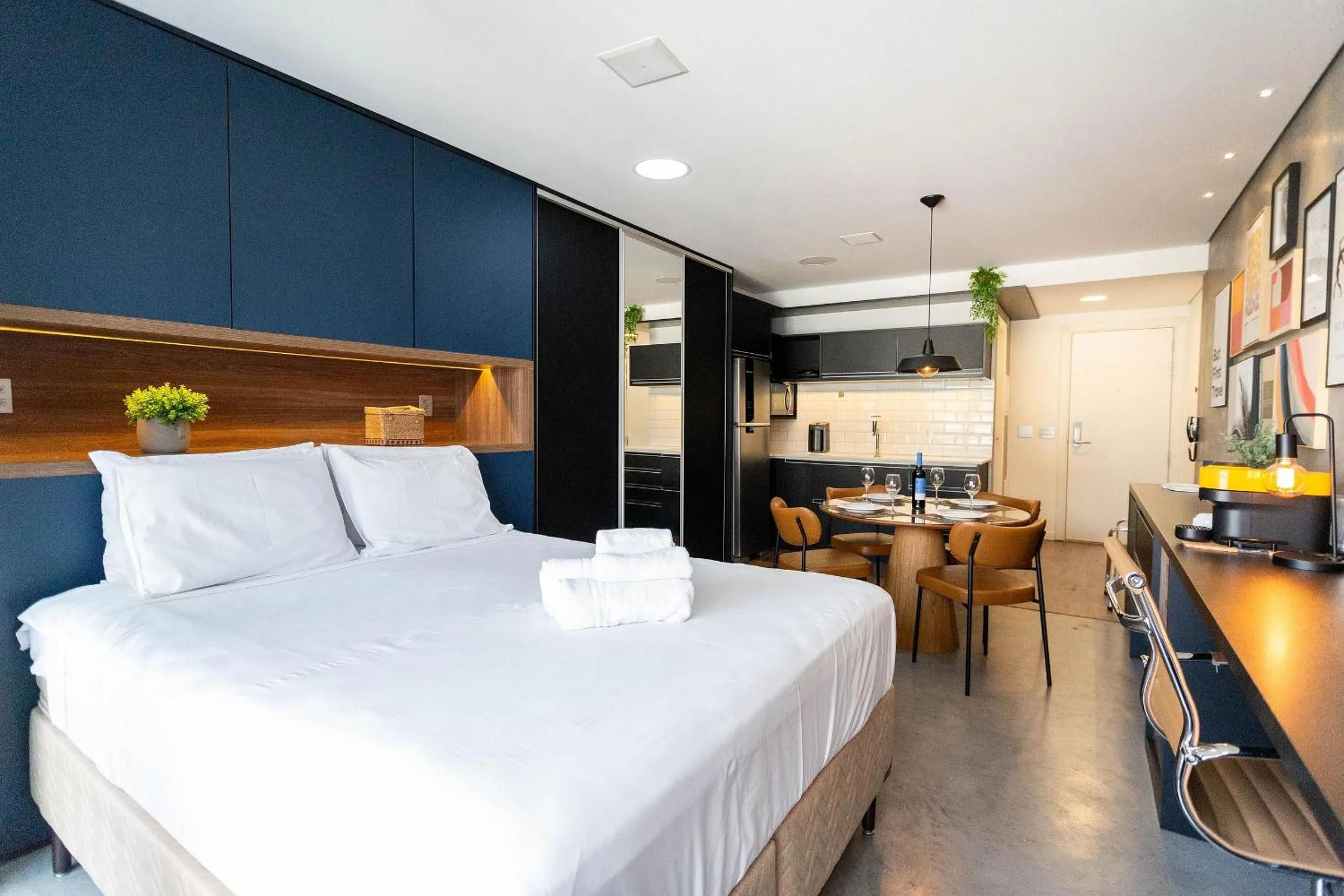 Bed in Condomínio Setin Downtown Genebra - Studios por temporada