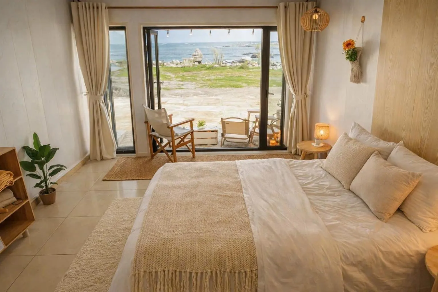 Bed in Long Vĩ hotel - đảo Phú Quý