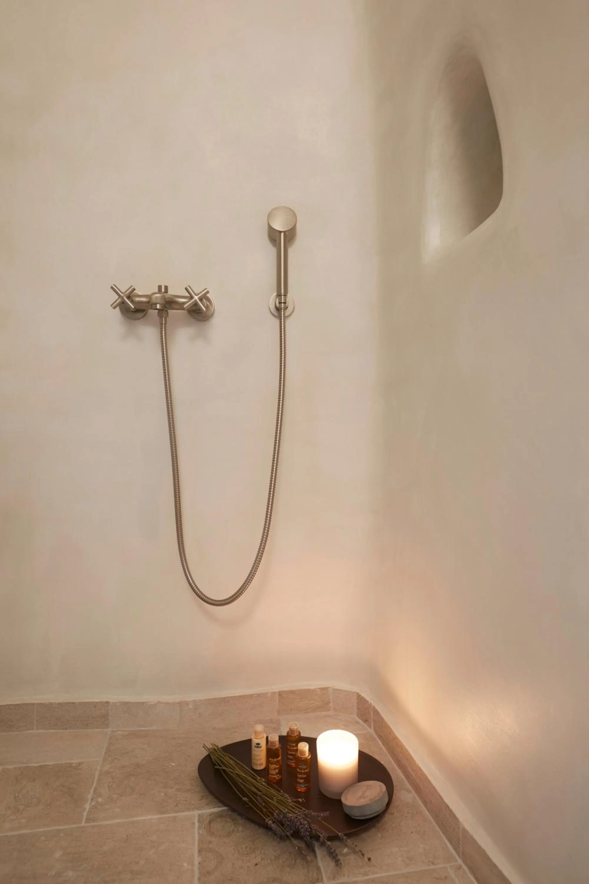 Shower in Yellow Orchid Cycladic House