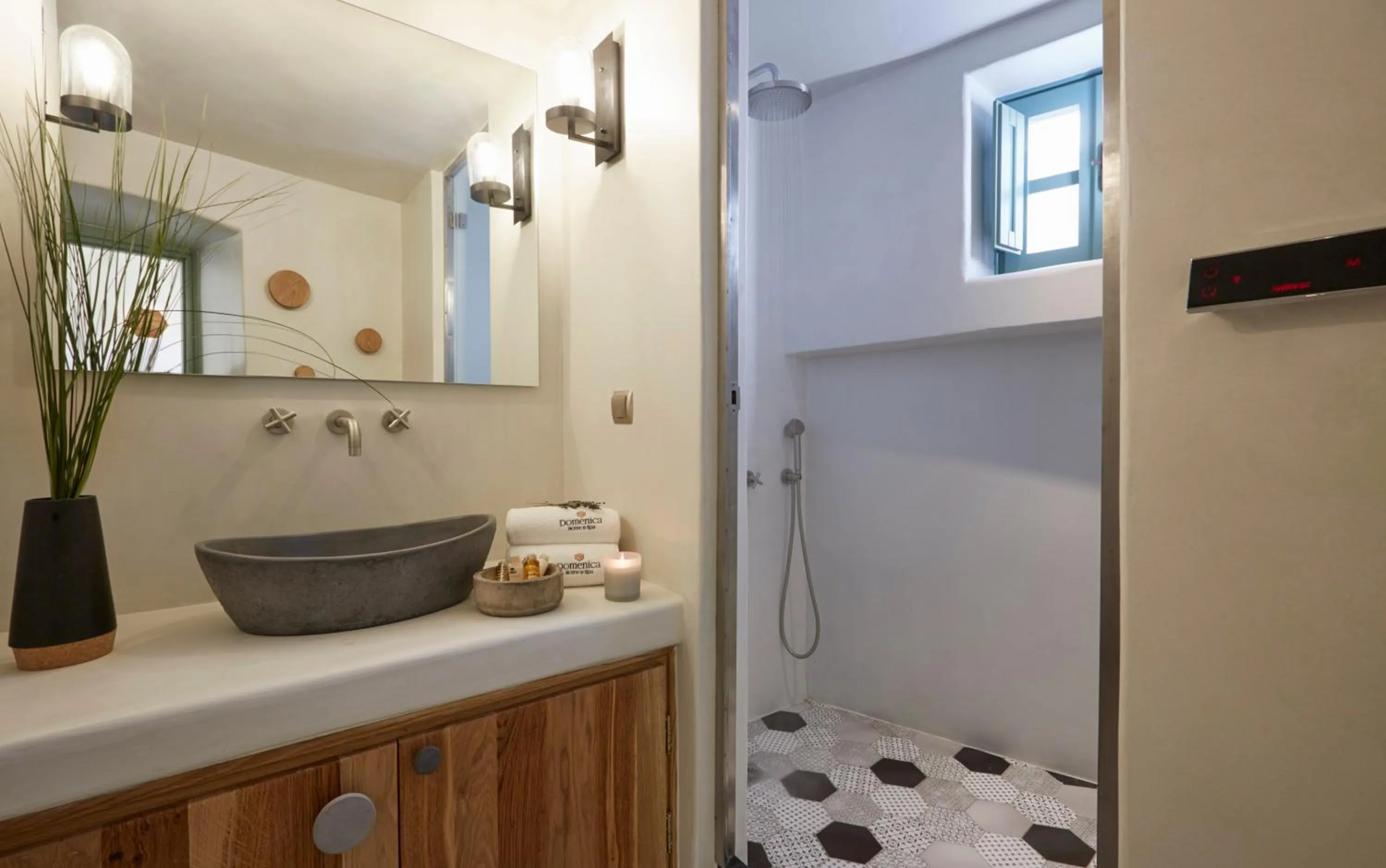 Shower in Yellow Orchid Cycladic House