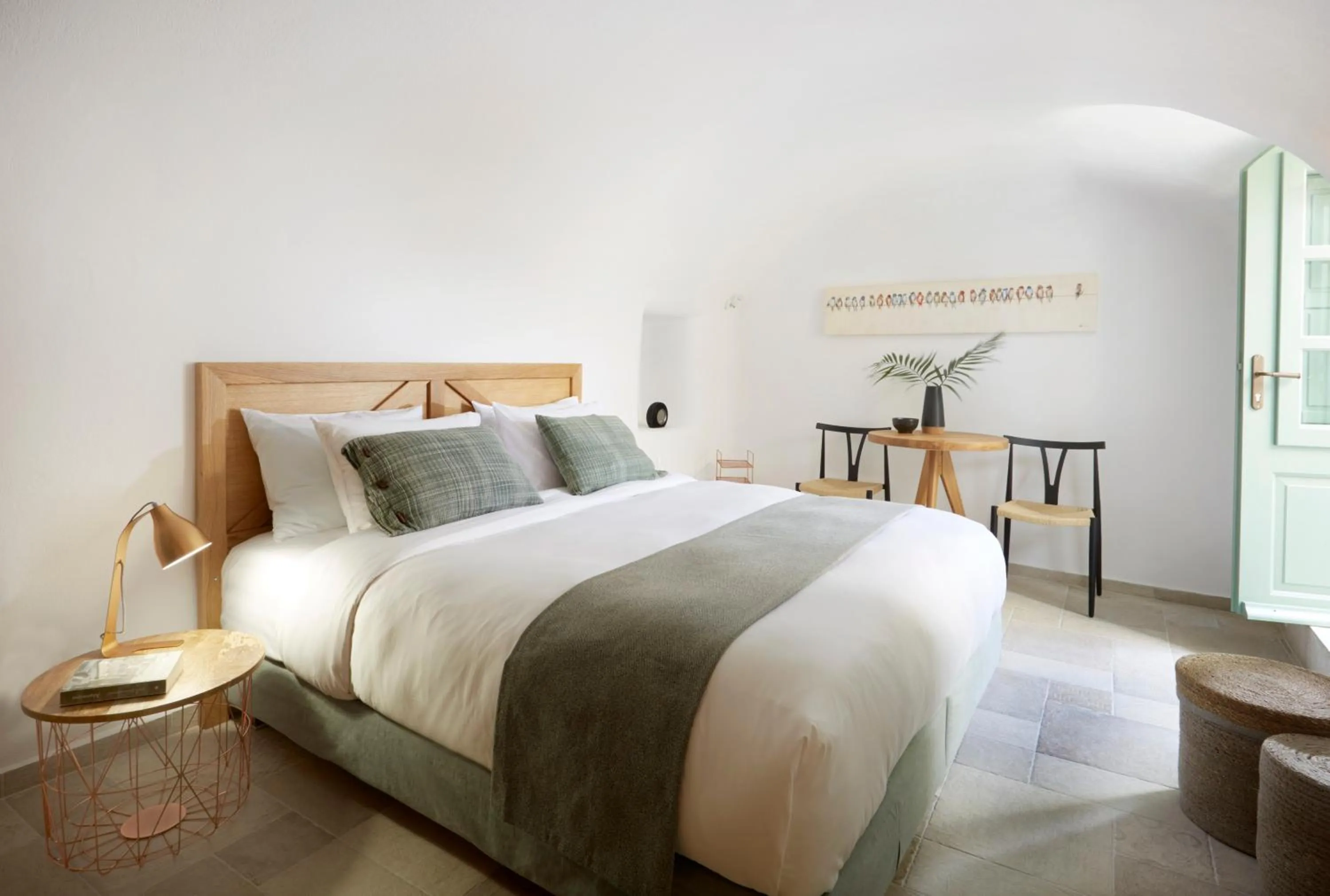Bed in Yellow Orchid Cycladic House