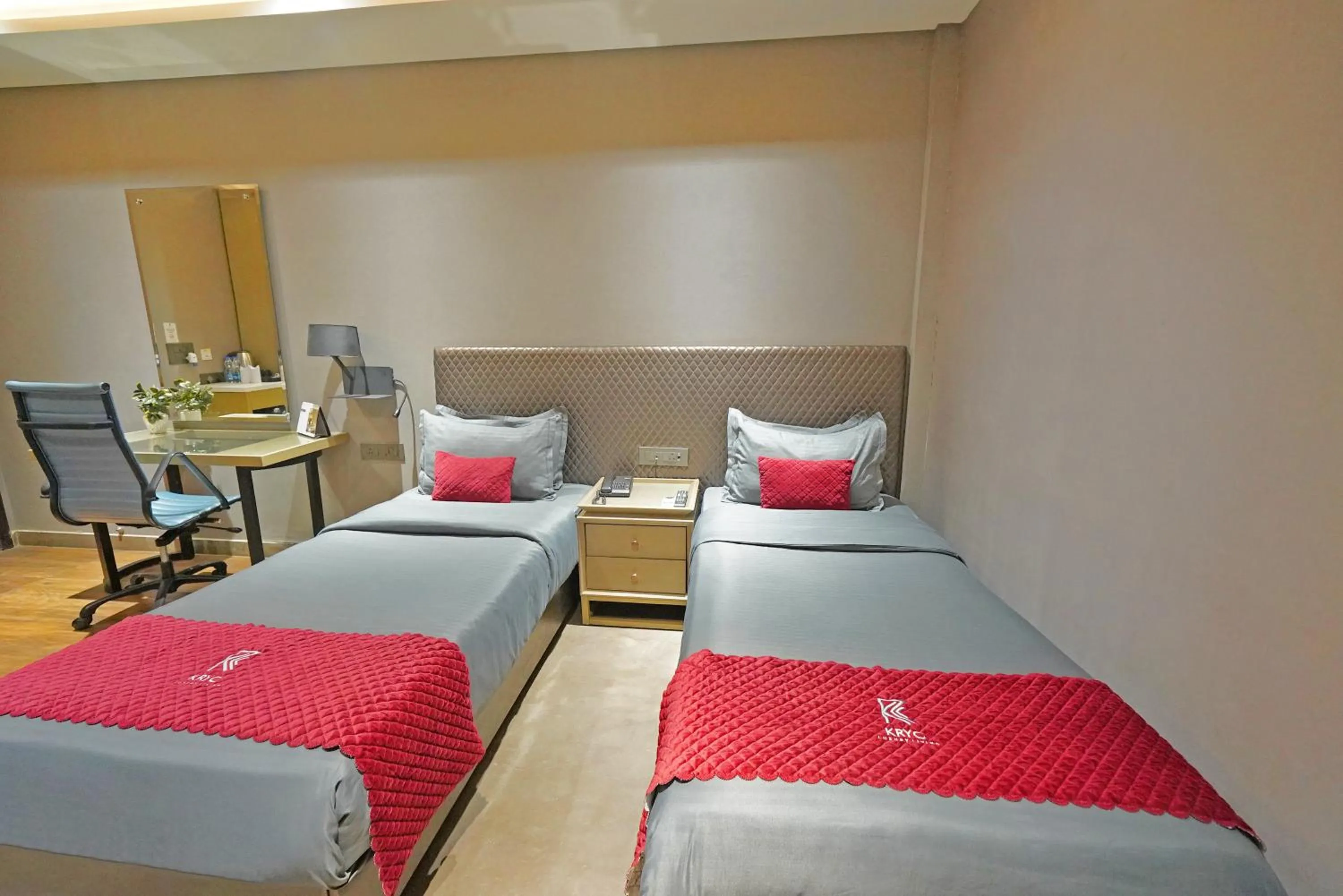 Bedroom, Bed in KRYC Luxury Living near Indraprastha Apollo Hospital