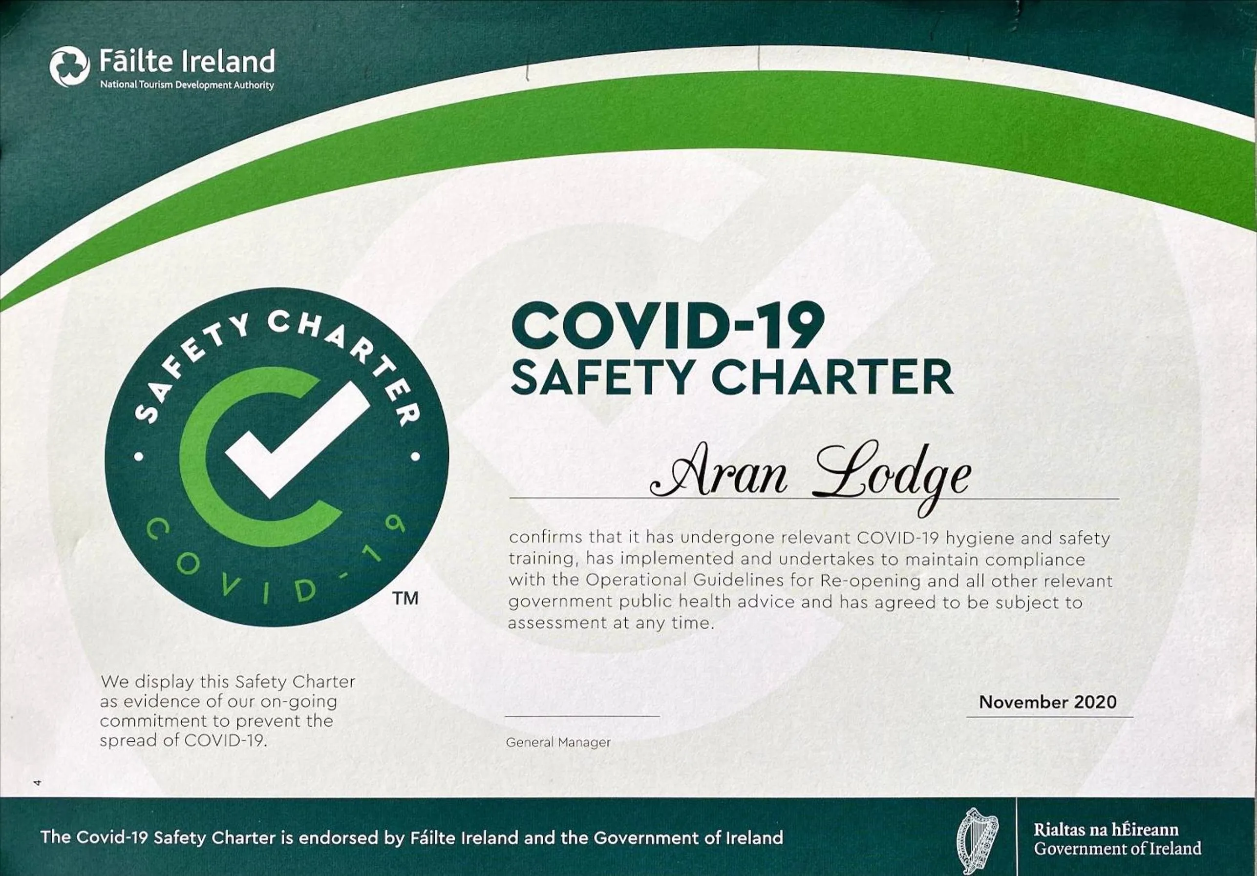 Logo/Certificate/Sign in Aran Lodge