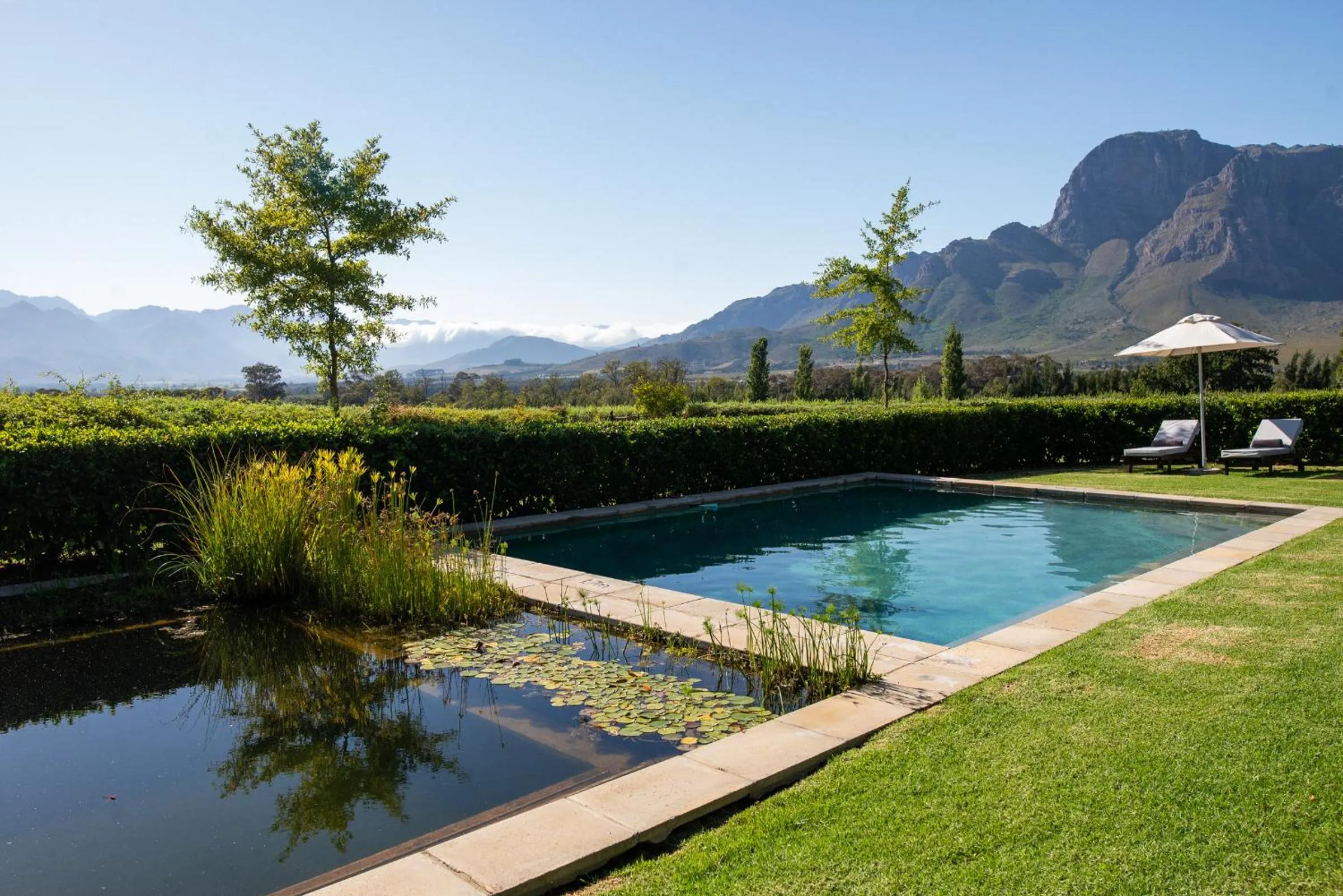 Pool view in Boschendal Farm Estate