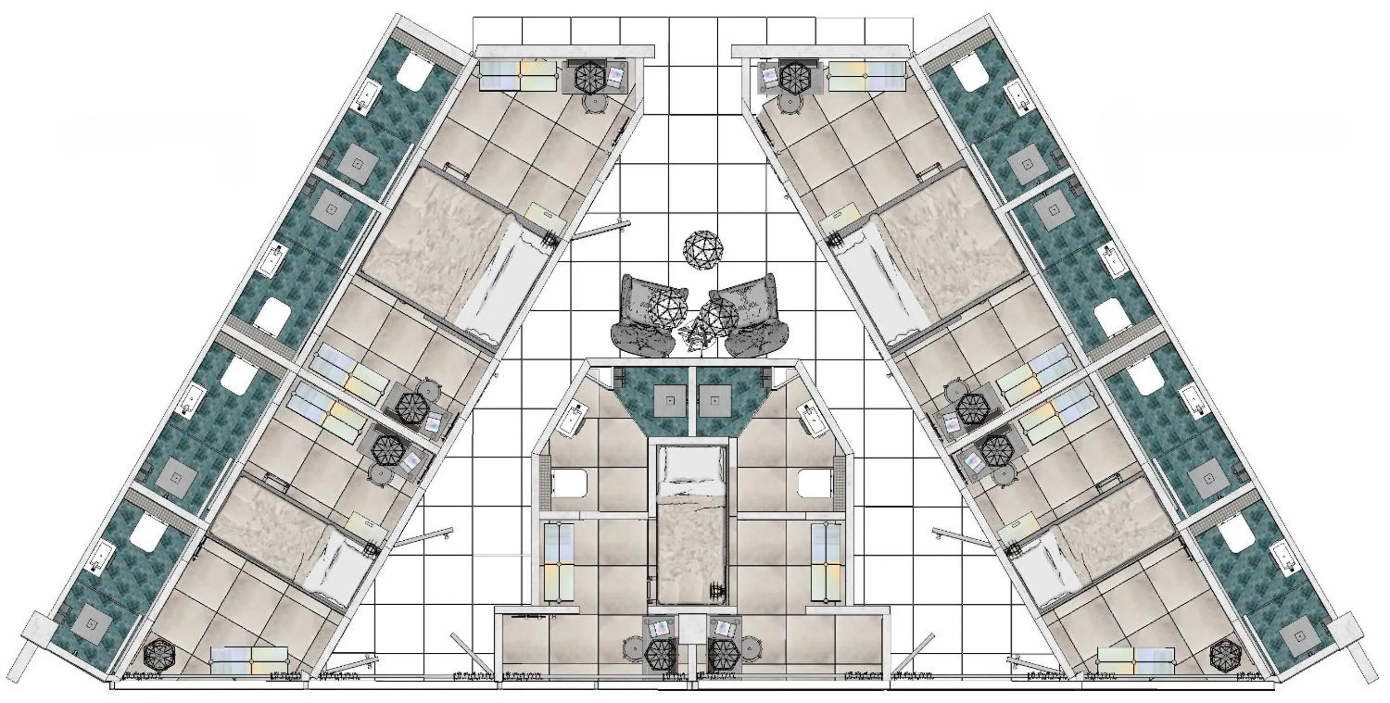 Floor plan in Diamond Capsule Hotel Amsterdam South