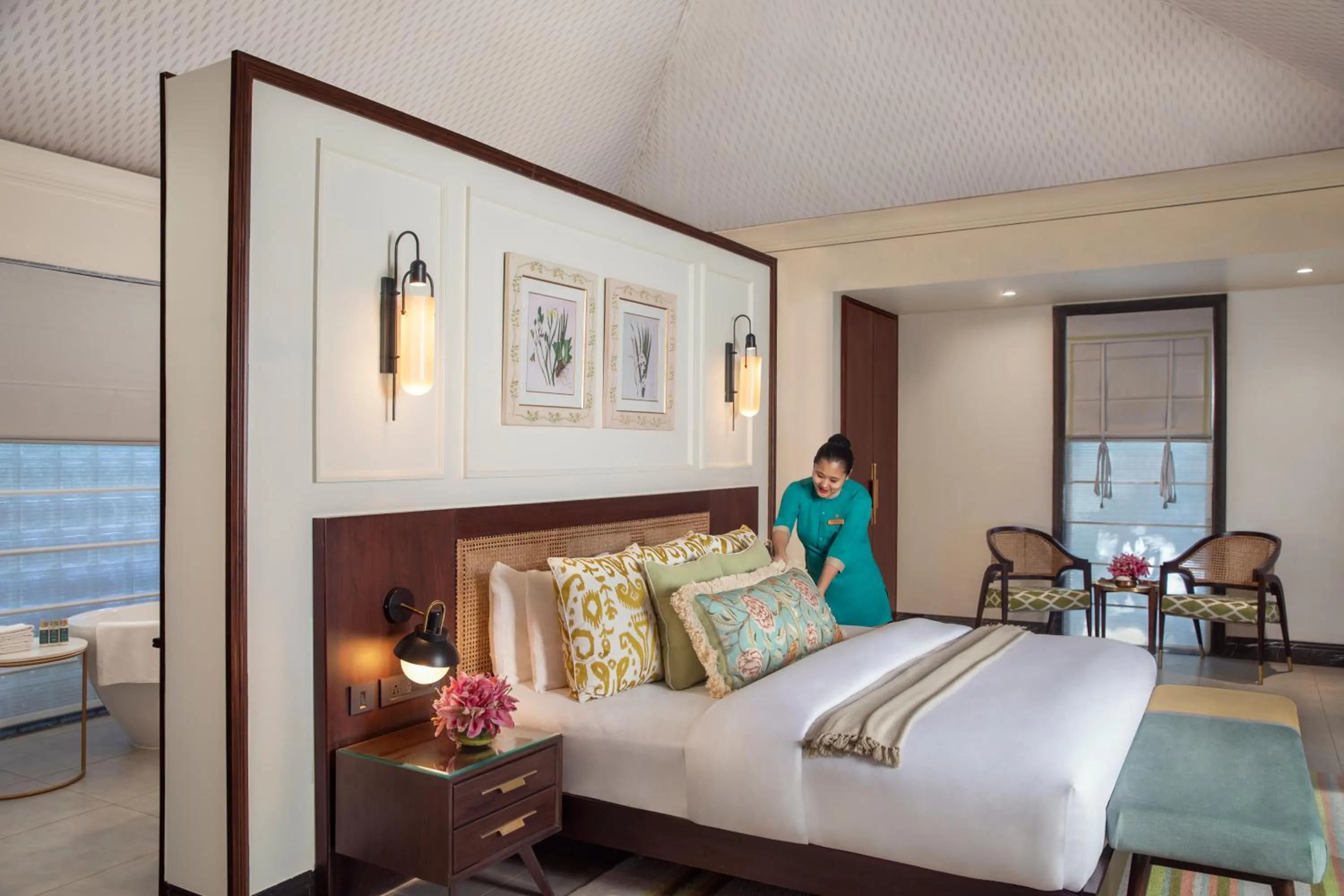 Bedroom, Bed in Anand Kashi by the Ganges Rishikesh - IHCL Seleqtions