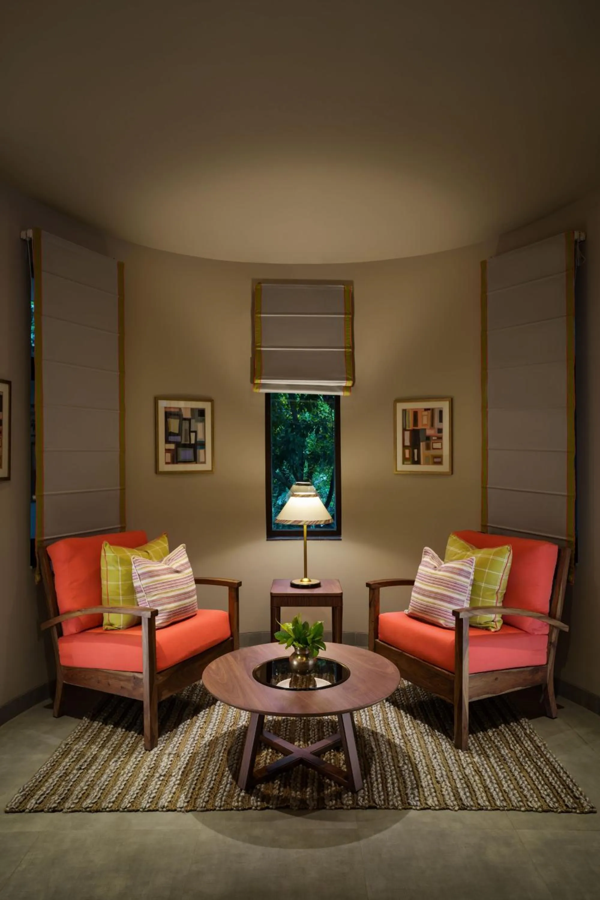 Seating area in Anand Kashi by the Ganges Rishikesh - IHCL Seleqtions