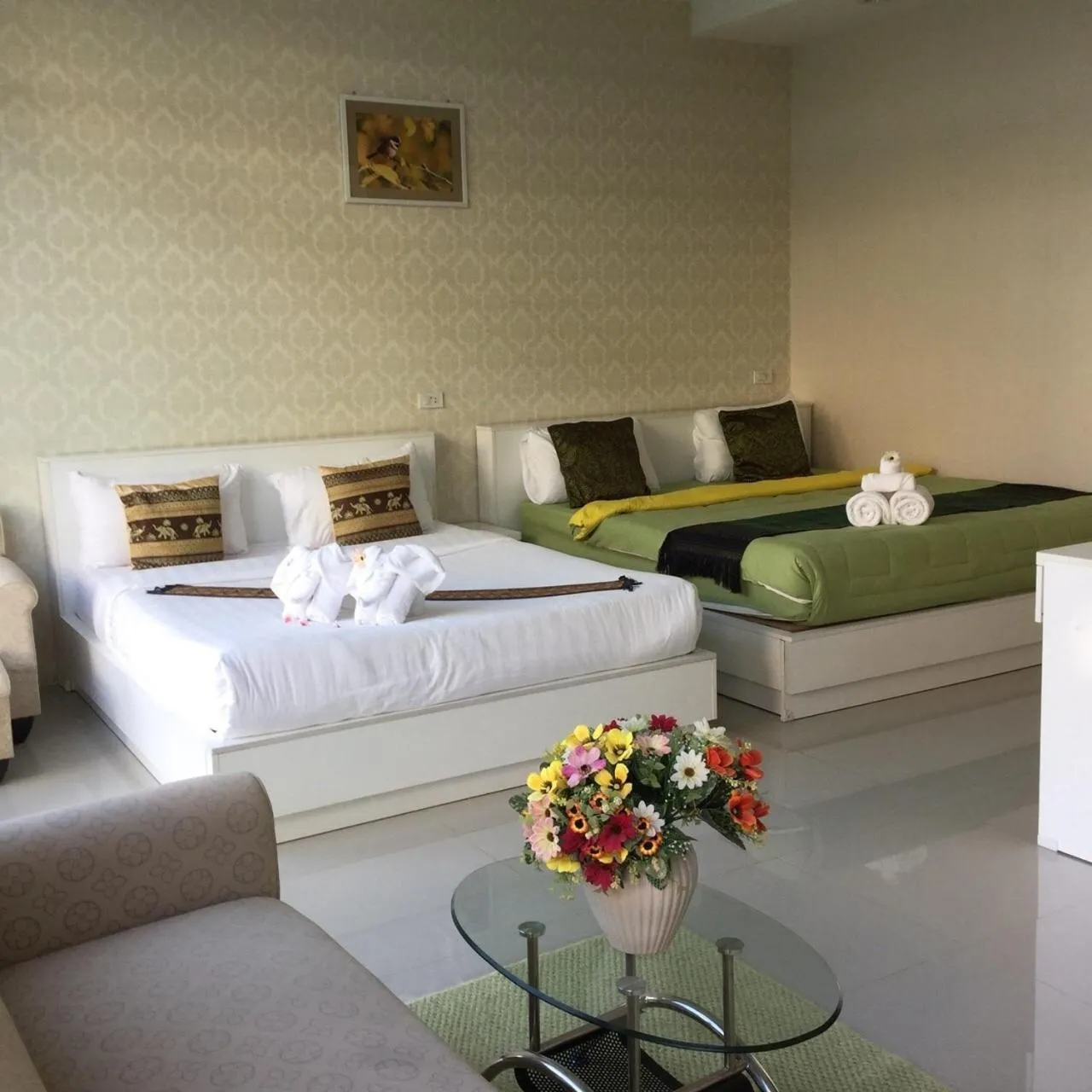 Bed in Saranya River House สรัญญาริเวอร์เฮาส์