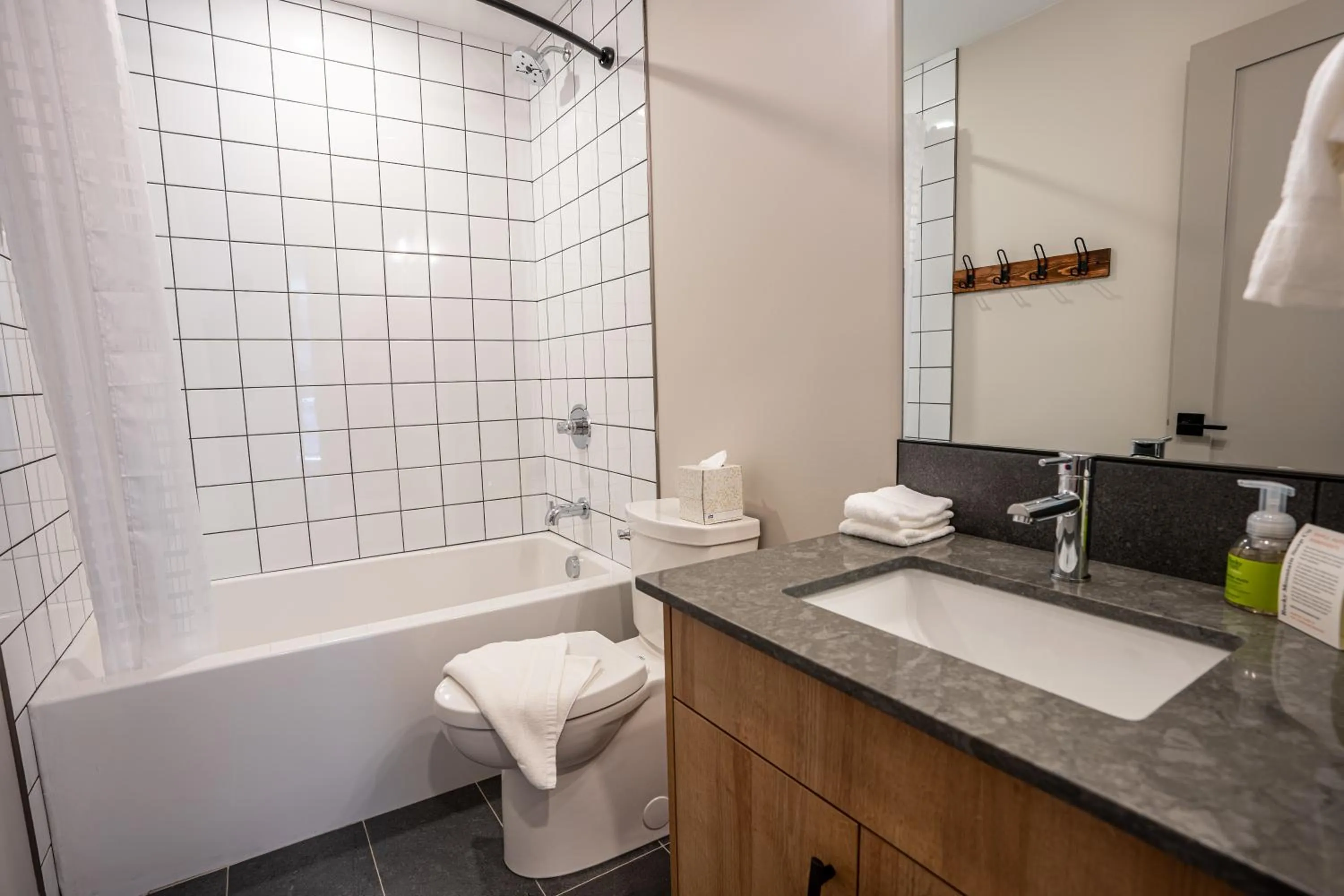 Shower in Basecamp Suites Revelstoke