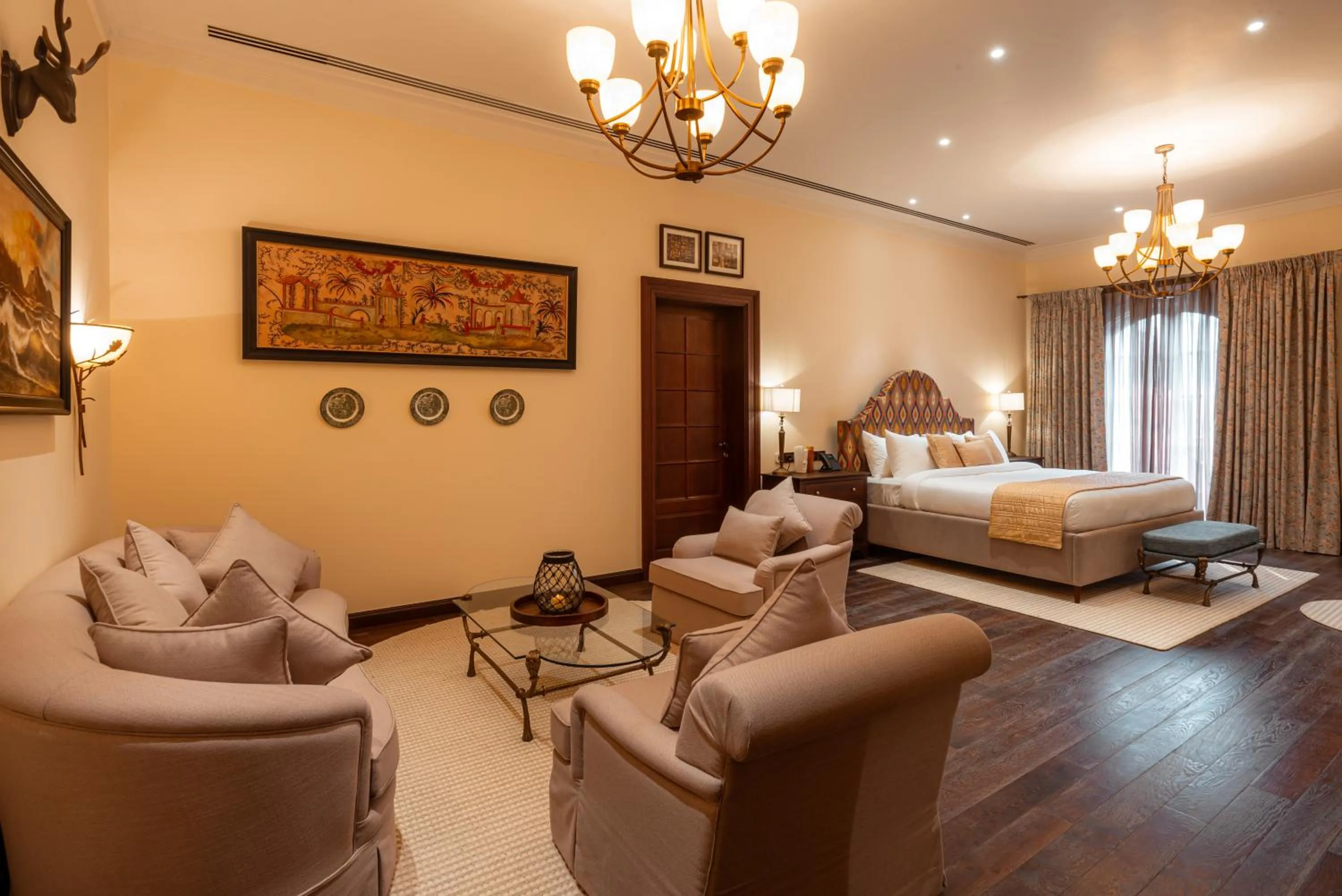 Seating area, Bed in Vaani Greens Wildlife Resort, Kaziranga