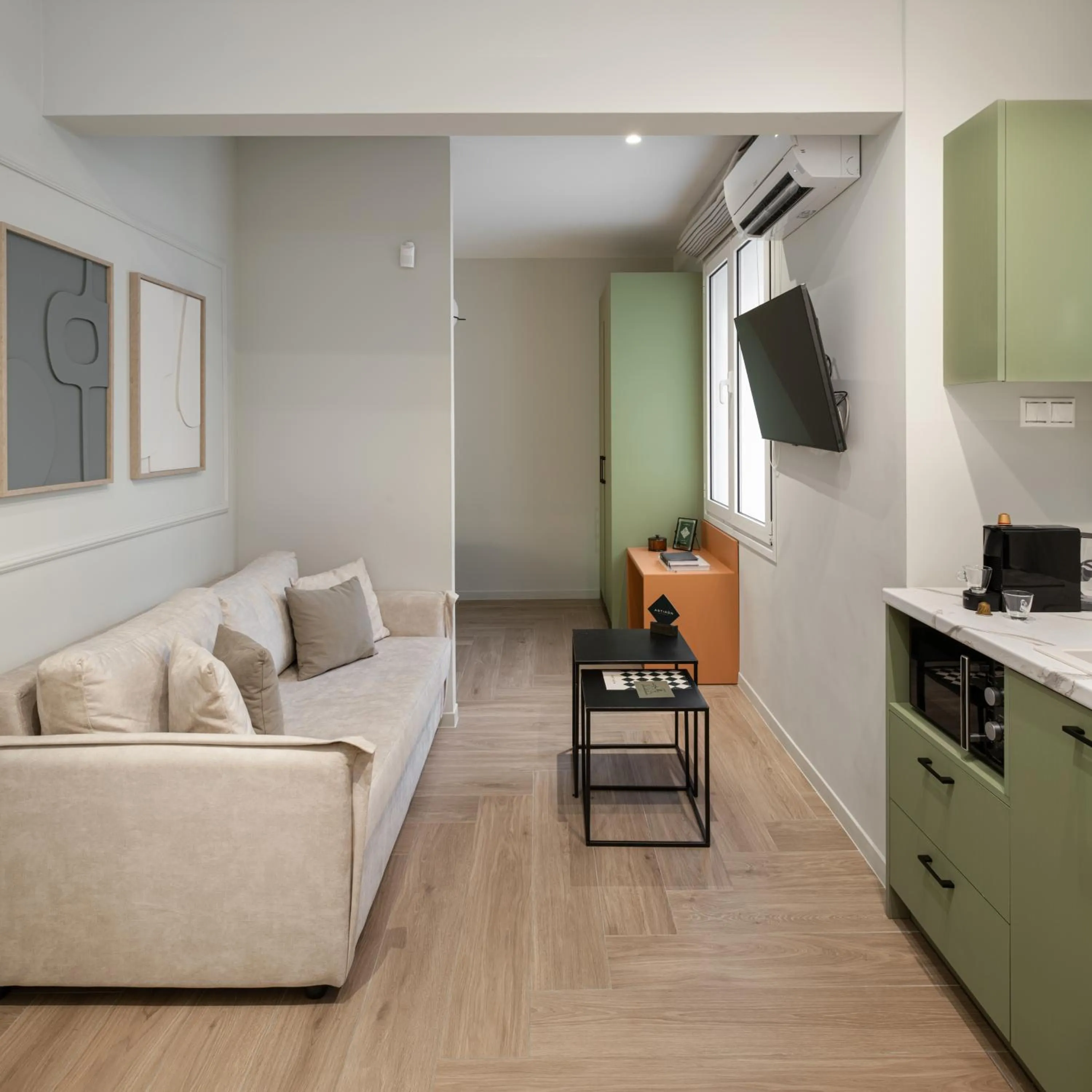 Living room in ASTIKON Xenofontos Suites