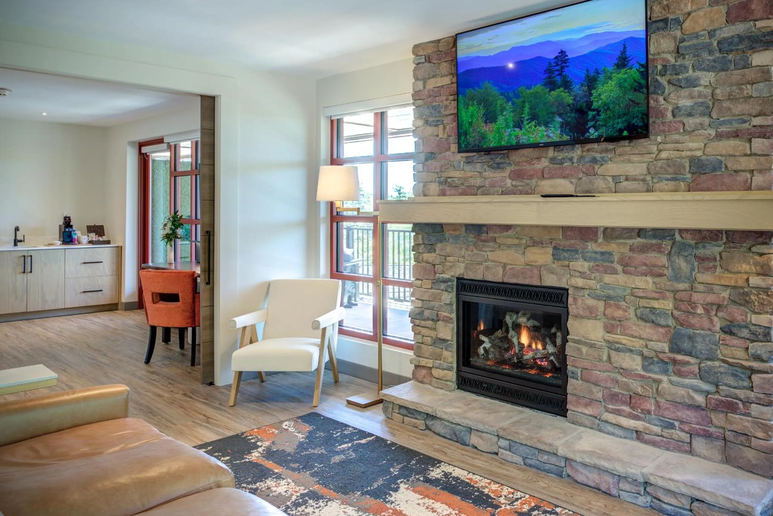 fireplace in The Embers Hotel