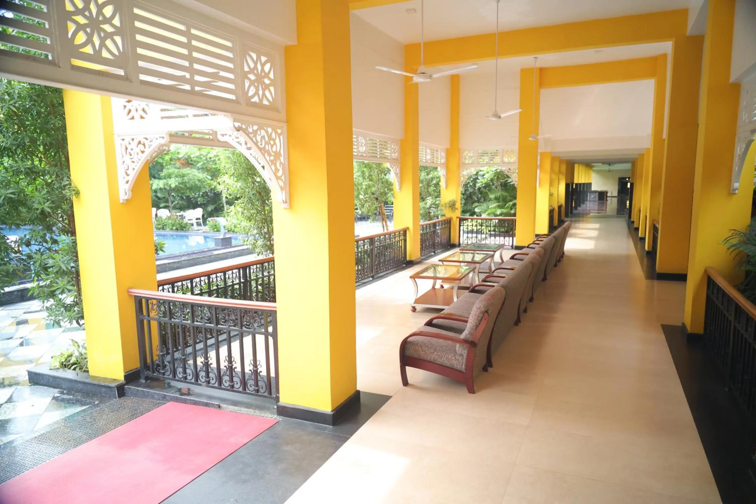 Seating area in Mayfair World Cup Village