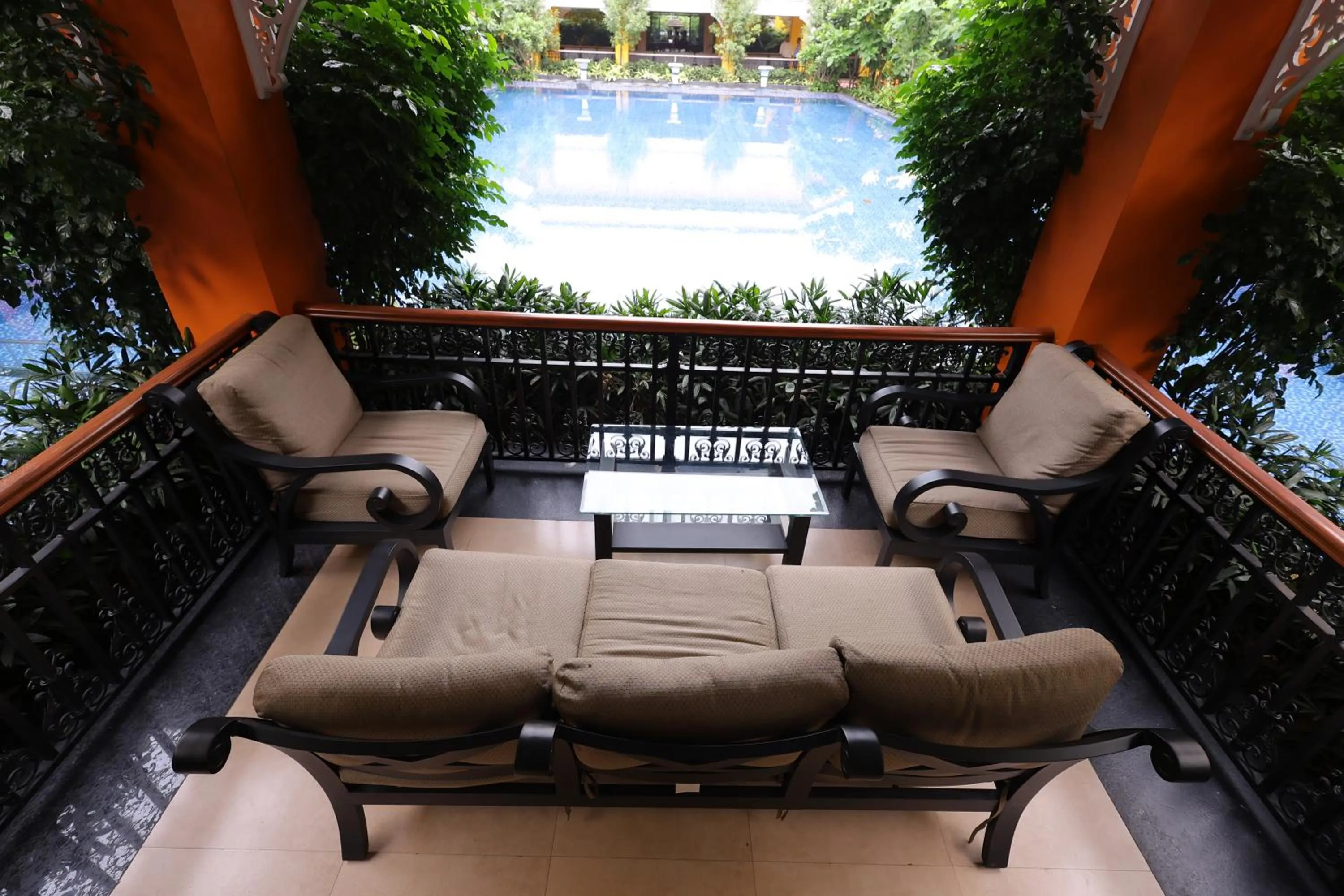 Seating area in Mayfair World Cup Village