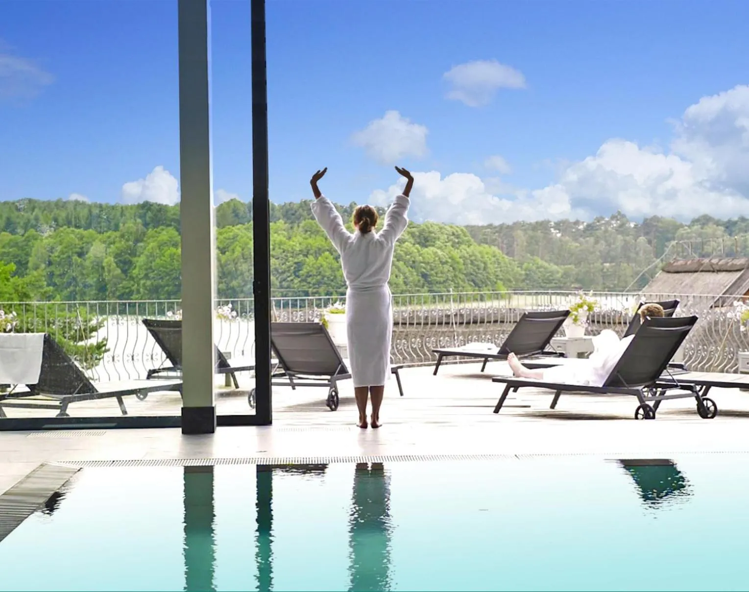 Pool view in Van der Valk Naturresort Drewitz