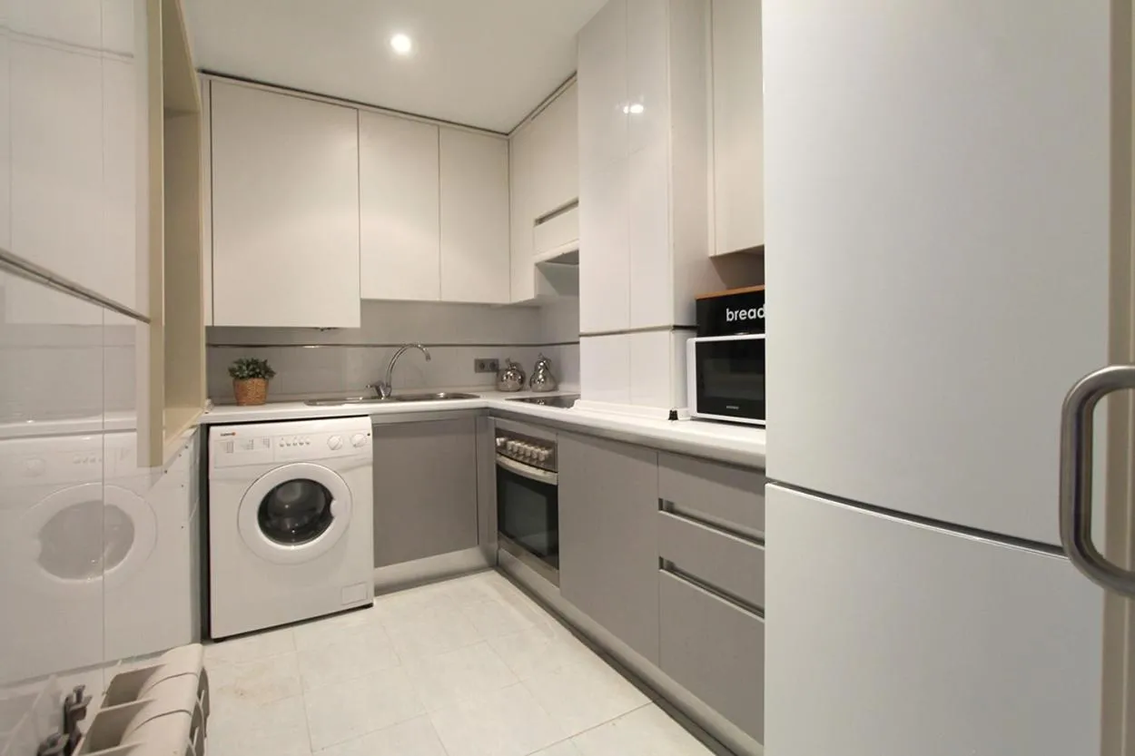 Kitchen or kitchenette in Apartamentos Cinco Rosas