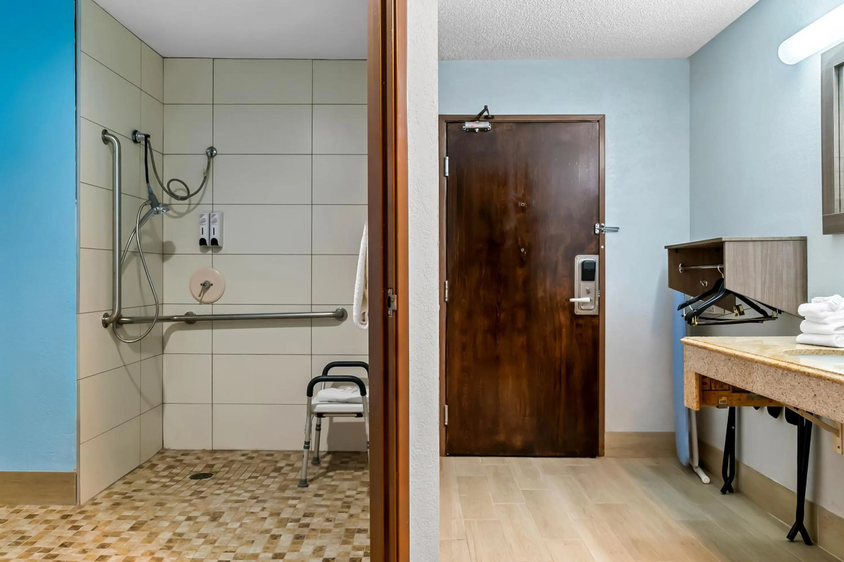 Bathroom in HomeTowne Studios by Red Roof Flint