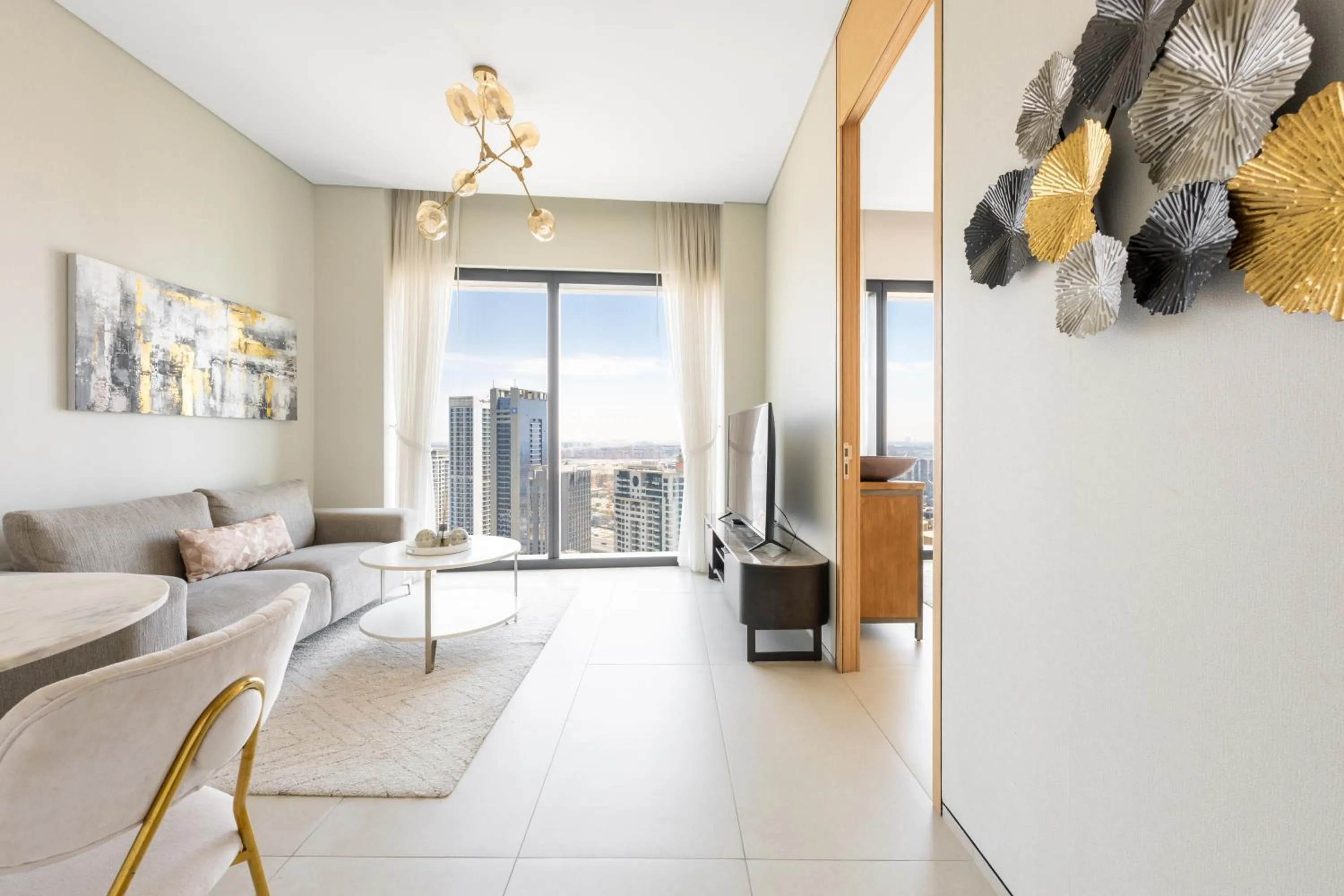 Living room in Jumeirah Gate Tower JBR 1BR Apartment
