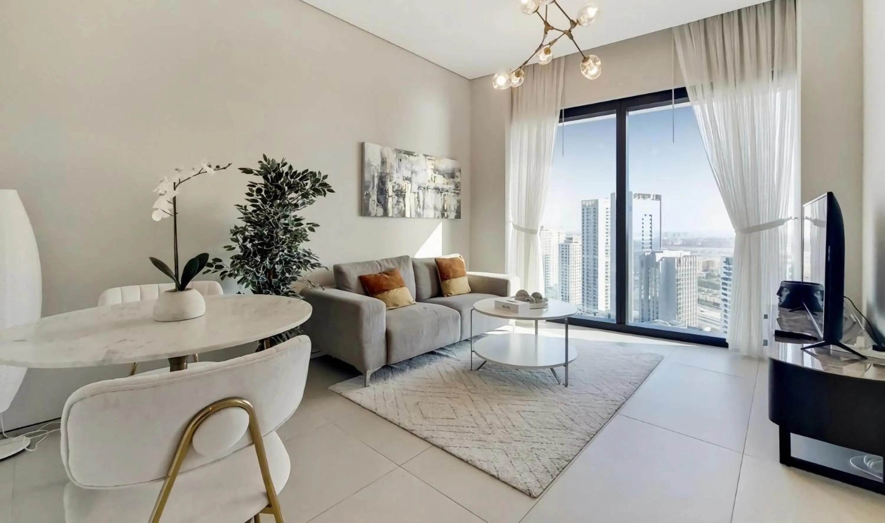 Living room in Jumeirah Gate Tower JBR 1BR Apartment