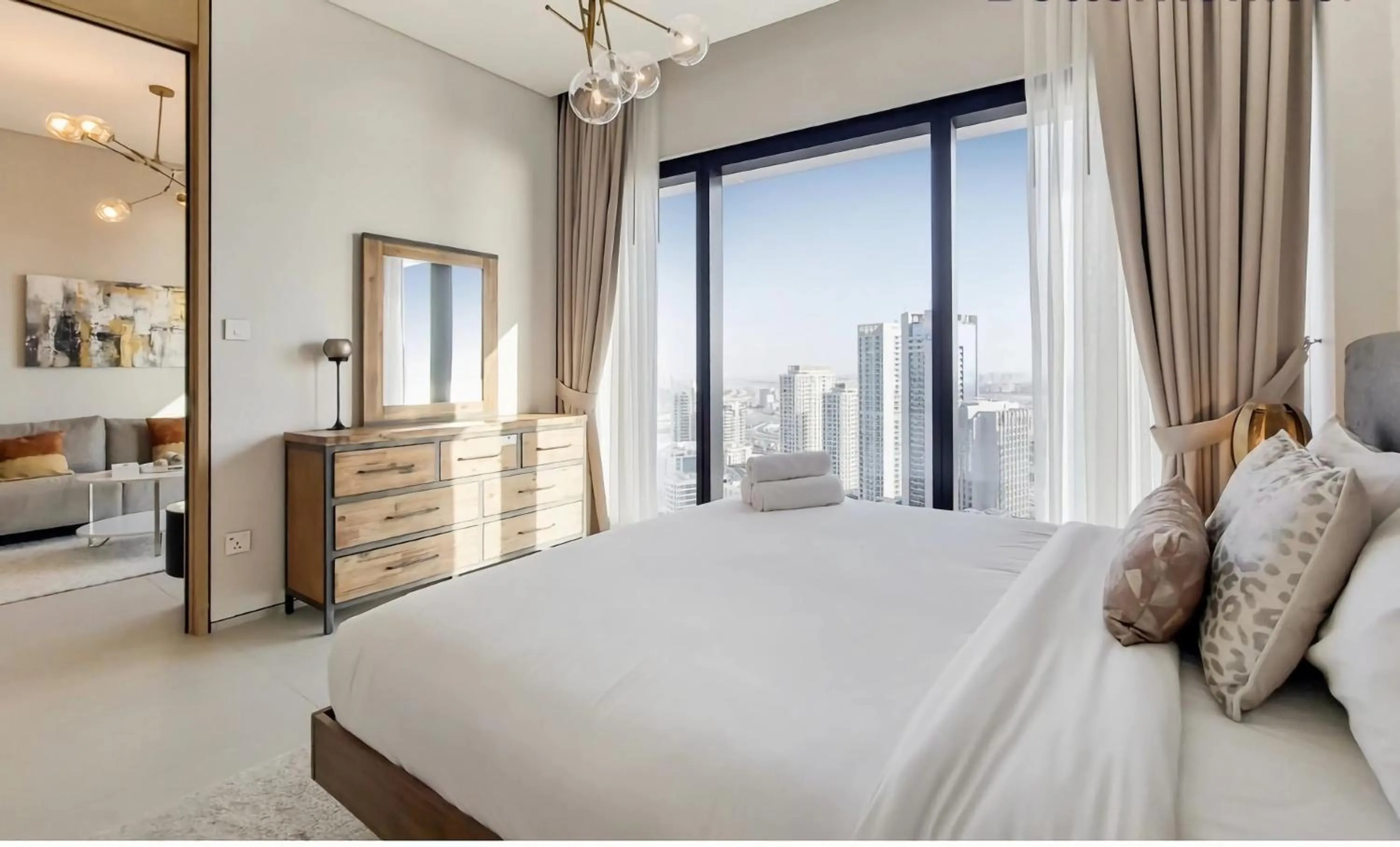Bed in Jumeirah Gate Tower JBR 1BR Apartment