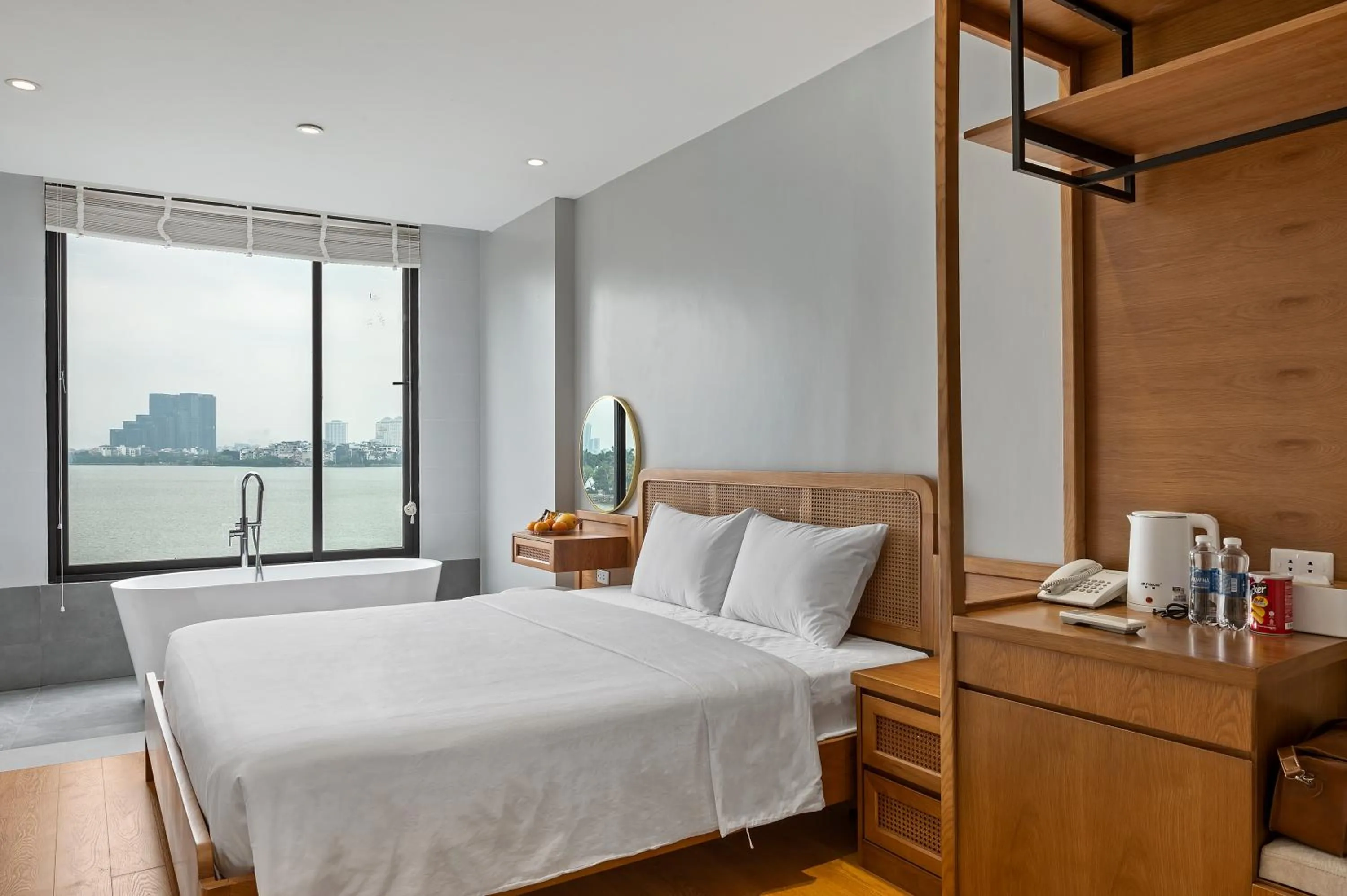 Bed in Lakeview Residence Hotel