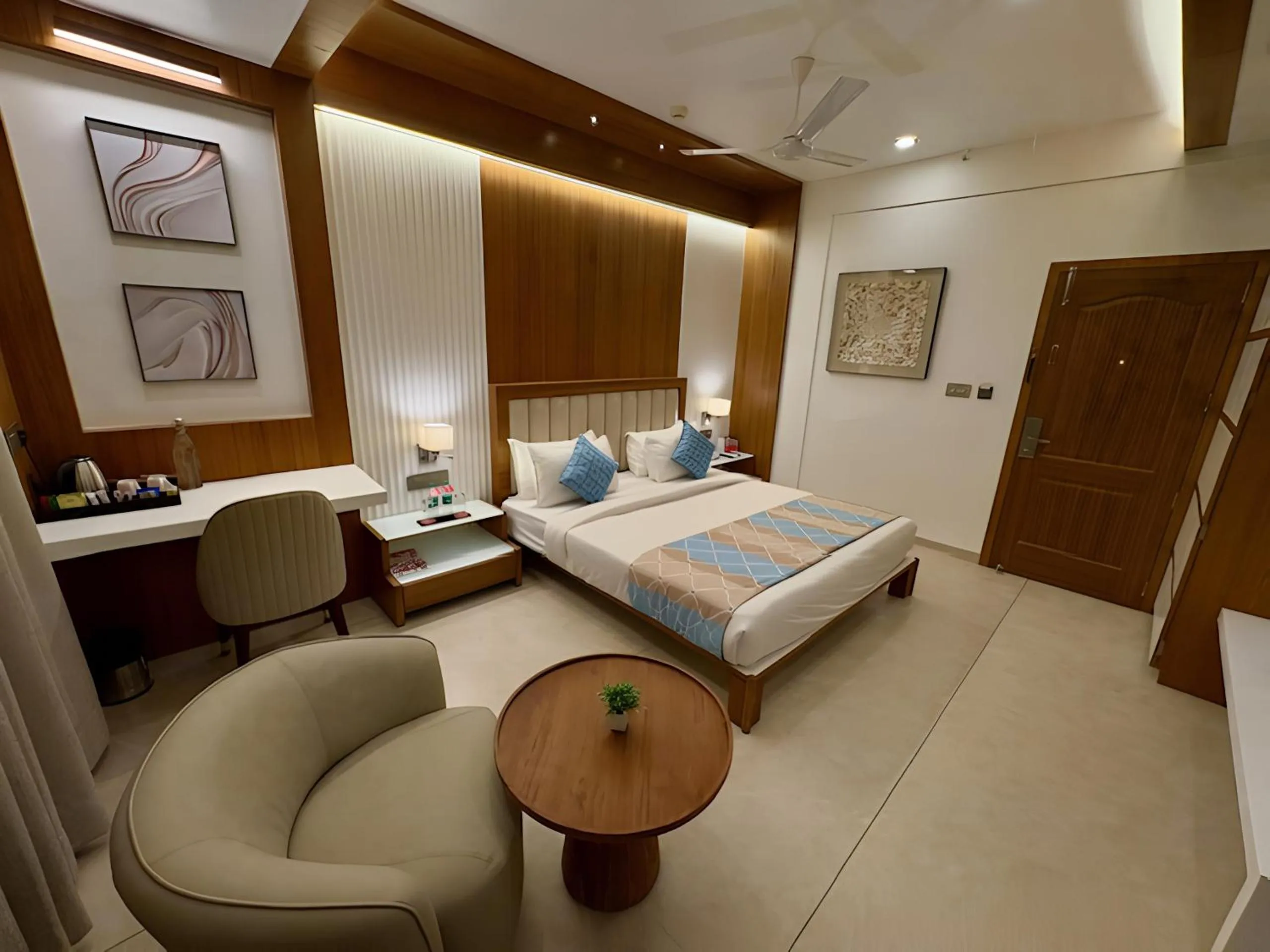 Seating area, Bed in Dwarkadhish Lords Eco Inn