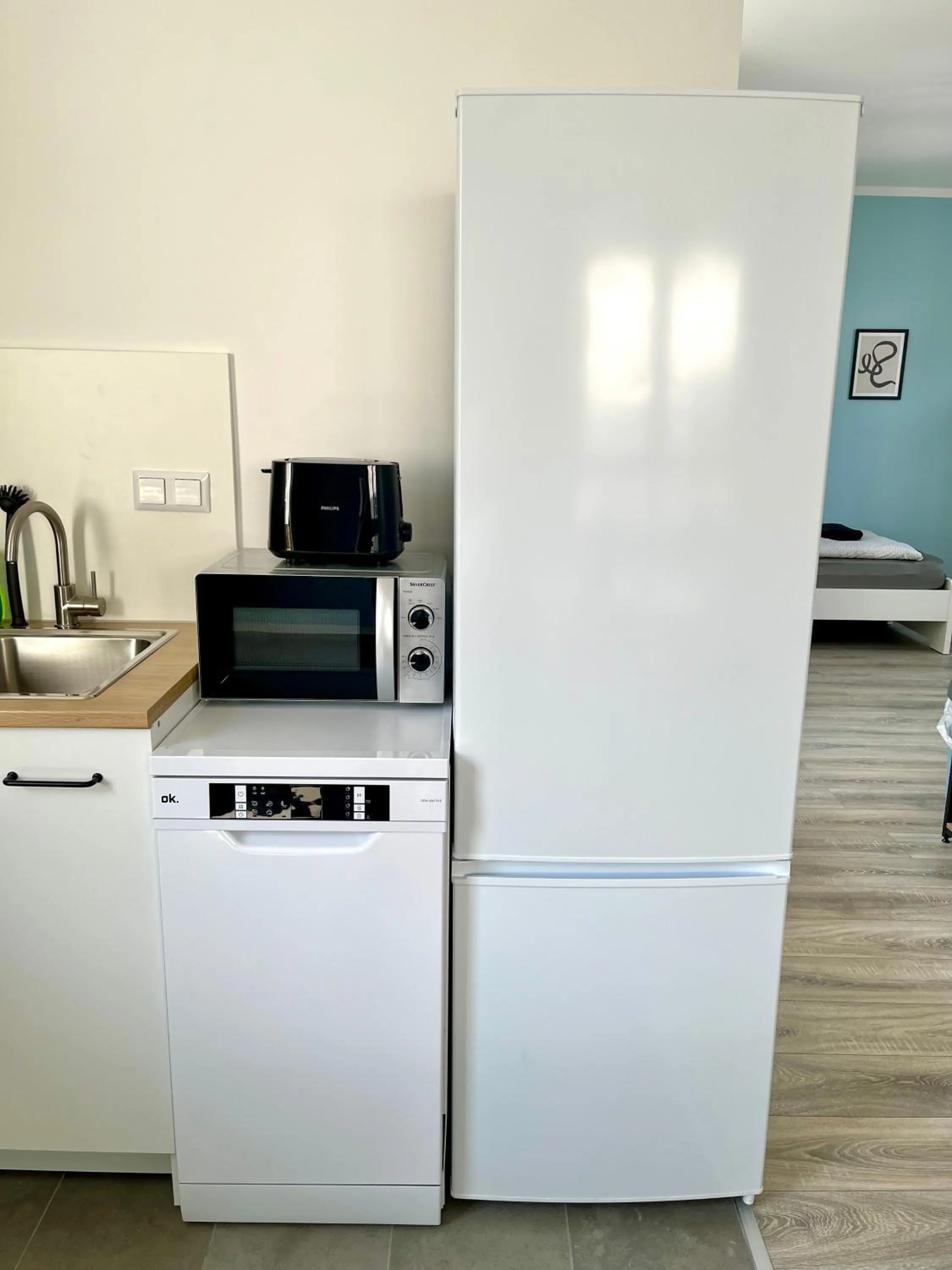 Kitchen or kitchenette in Handwerker Wohnung - WLAN - Küche - Bad - bis zu 4 Personen