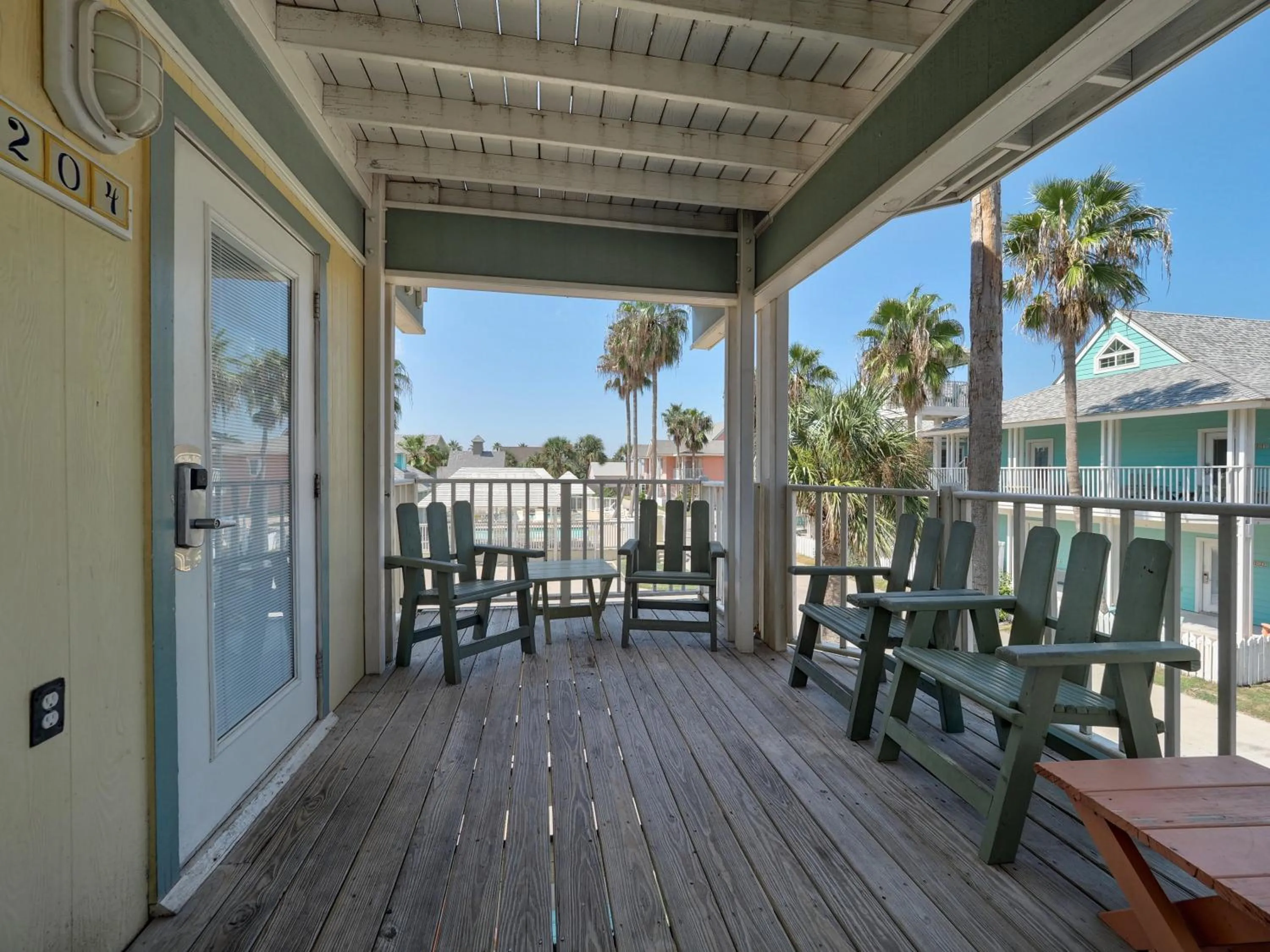 Patio in Seashell Village Resort near the beach with kitchens