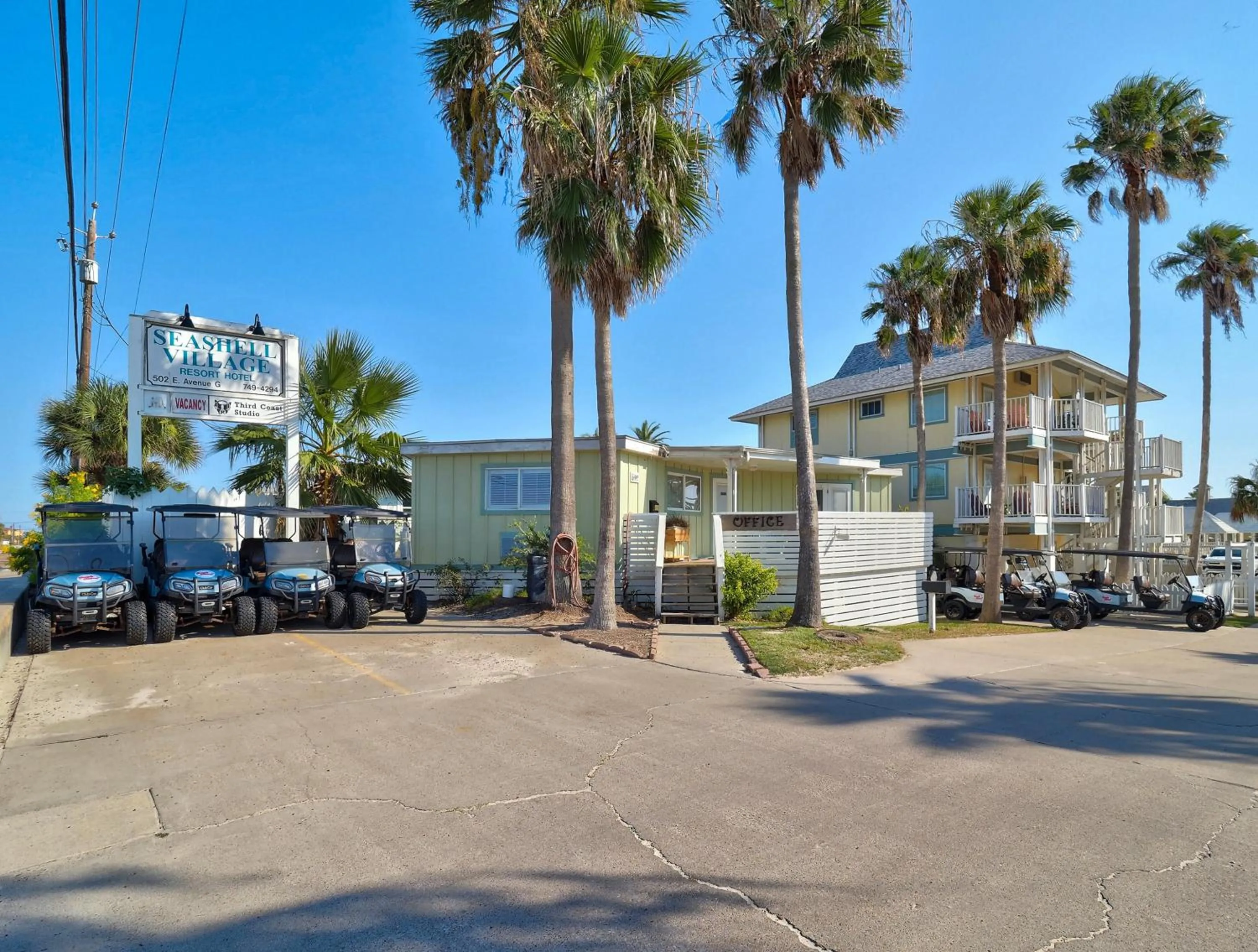 Property building in Seashell Village Resort near the beach with kitchens