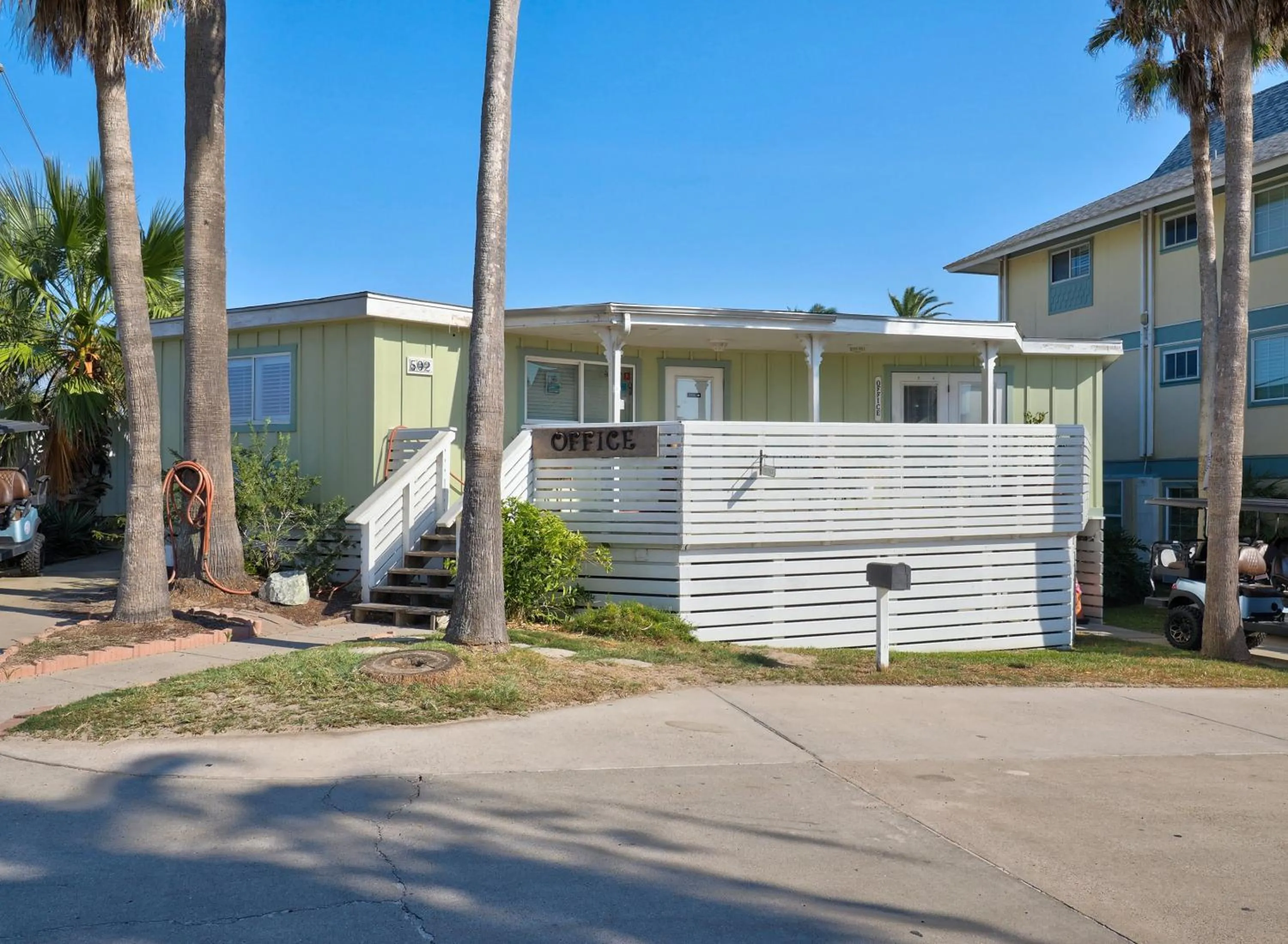 Property building in Seashell Village Resort near the beach with kitchens
