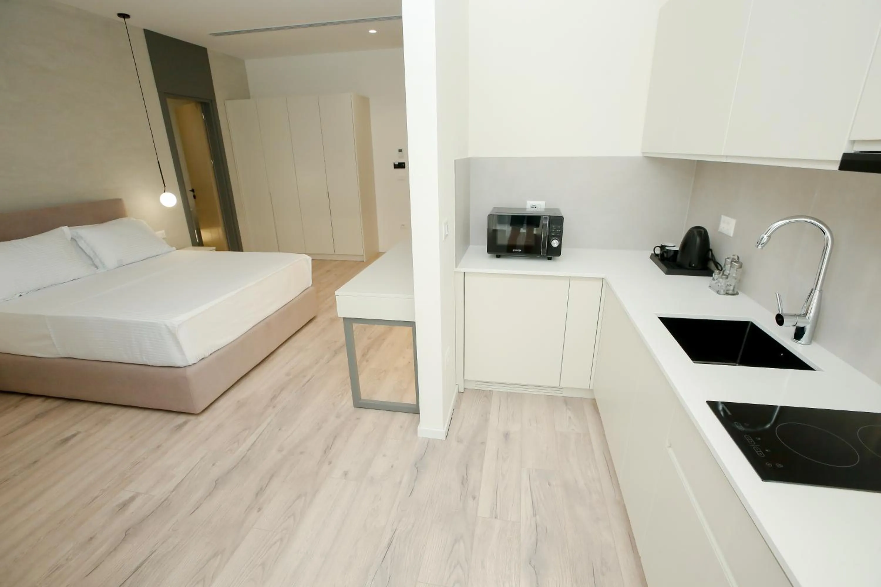 kitchen, Bed in NÓS Luxury Rooms Shkoder