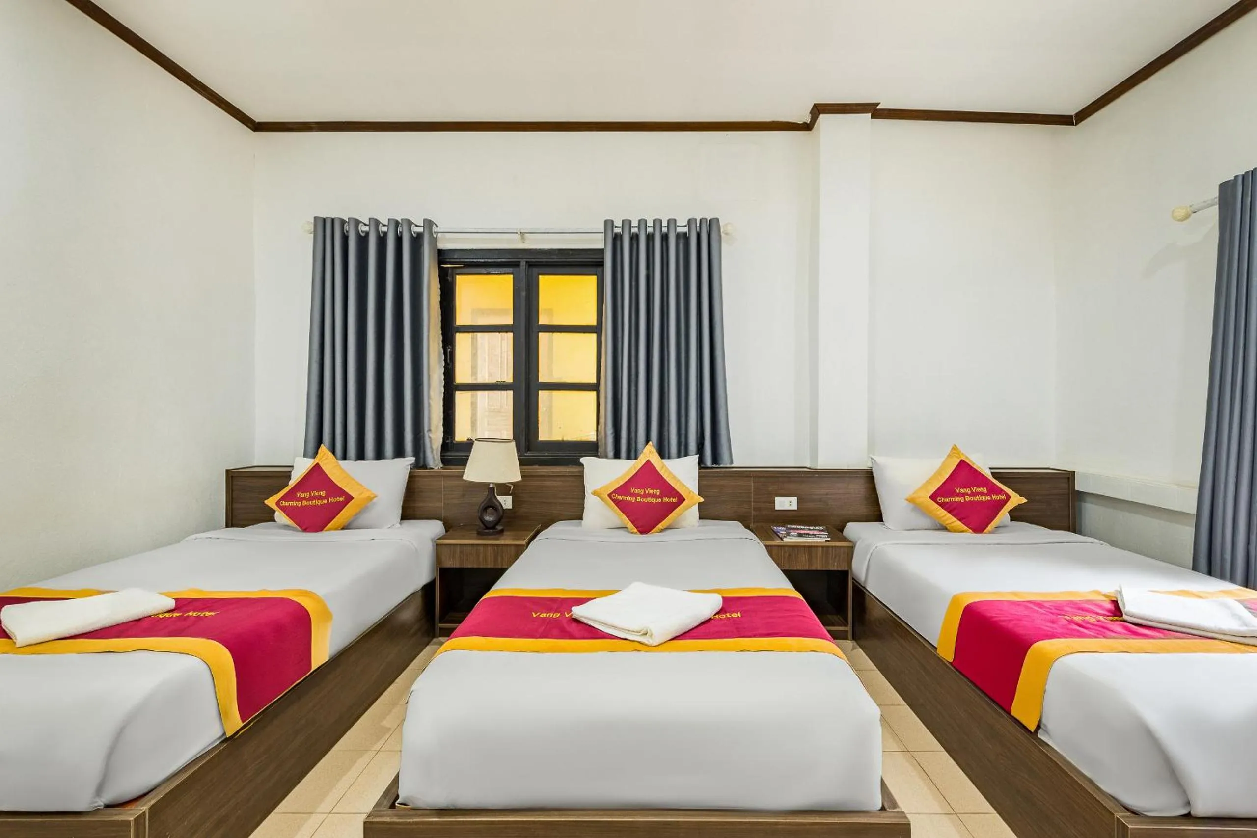 Bed in VangVieng Charming Boutique Hotel