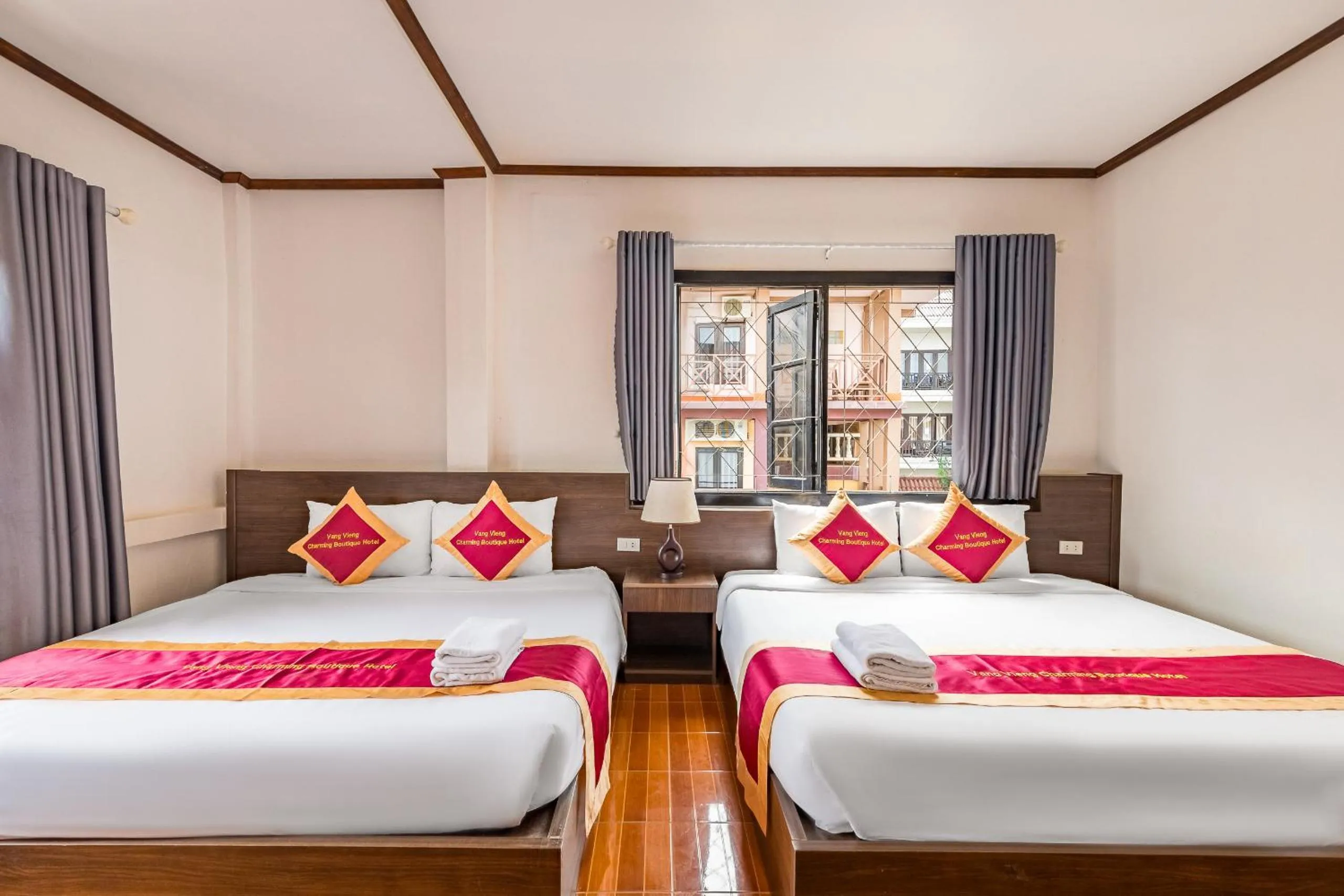 Bed in VangVieng Charming Boutique Hotel