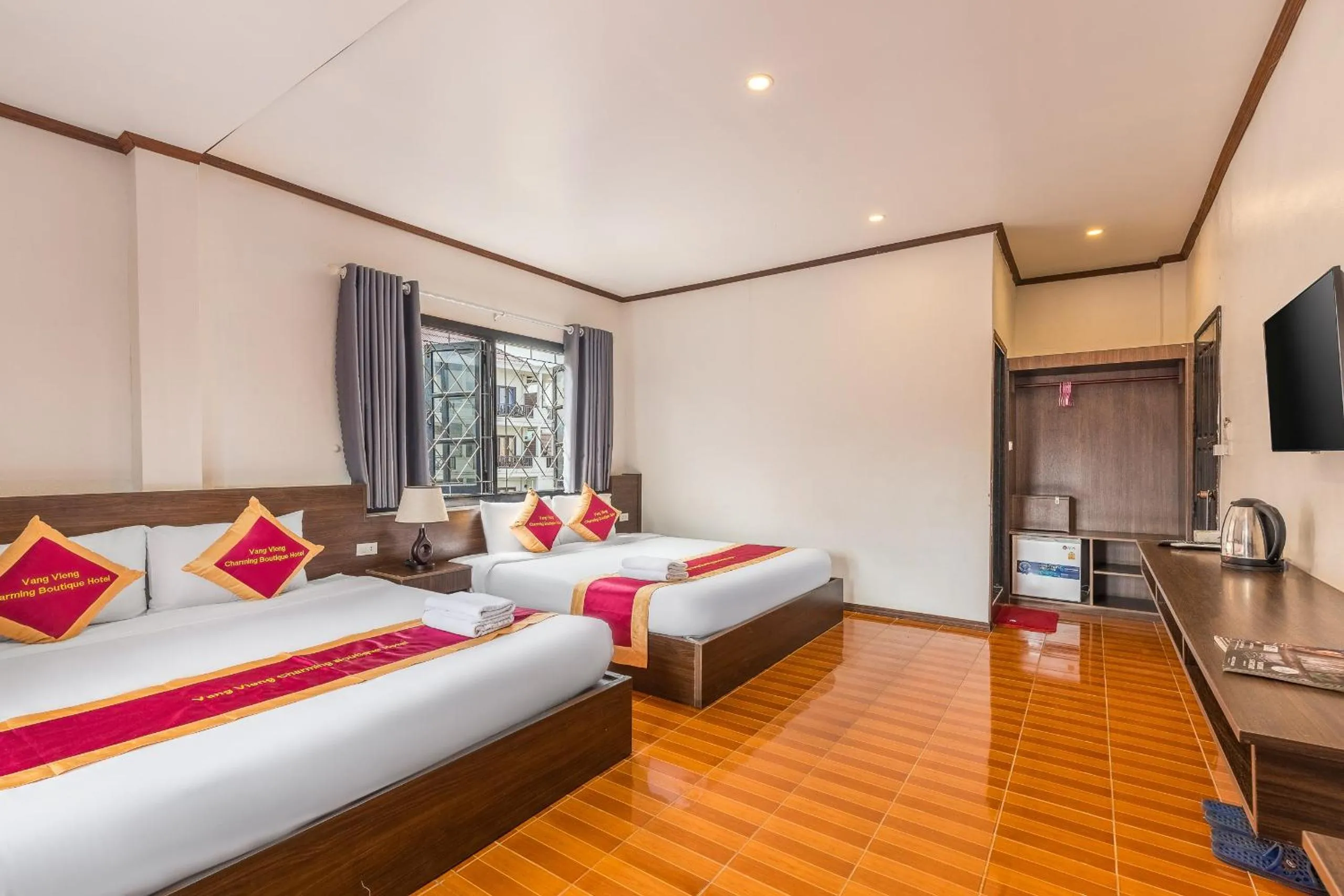 Bed in VangVieng Charming Boutique Hotel