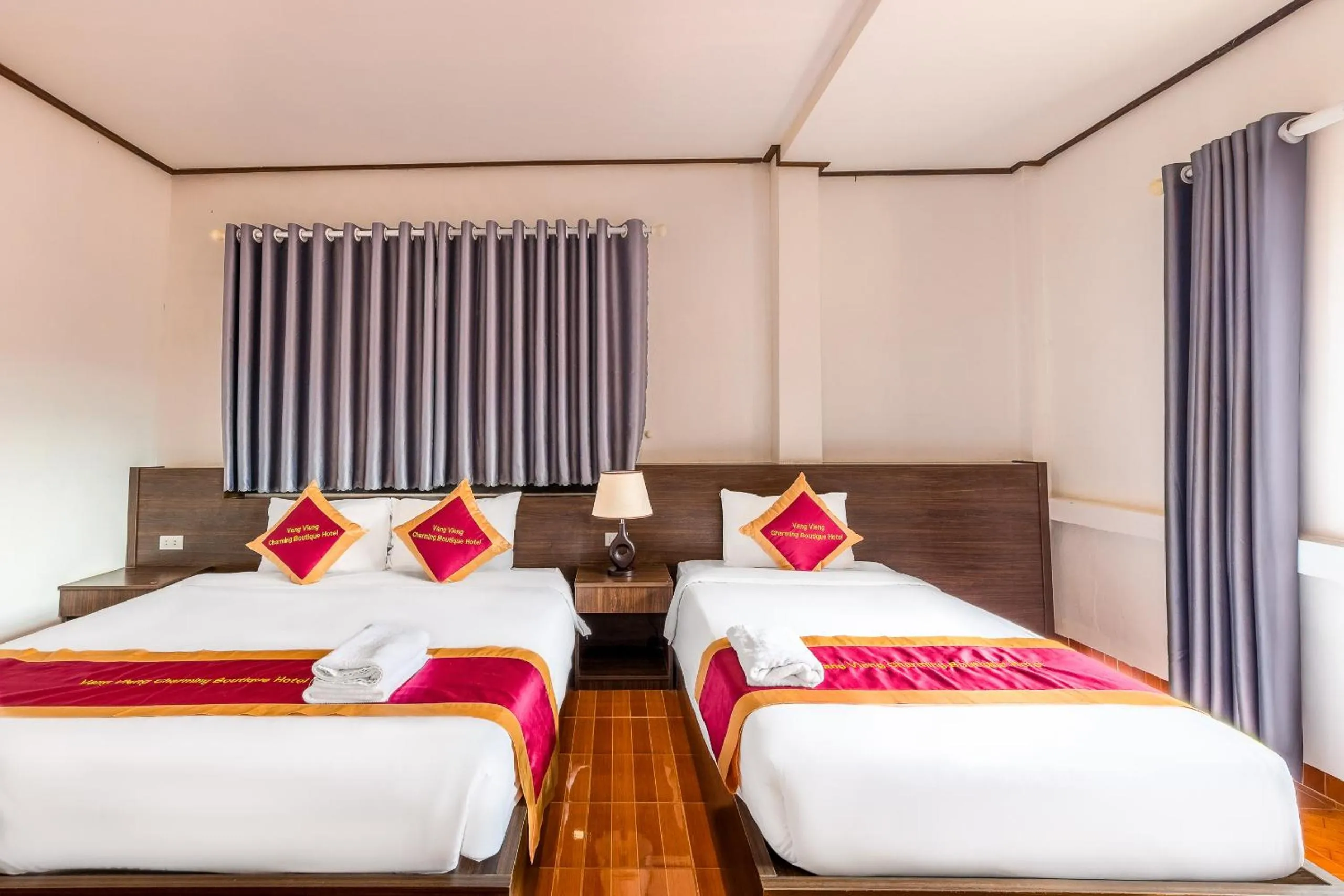Bed in VangVieng Charming Boutique Hotel
