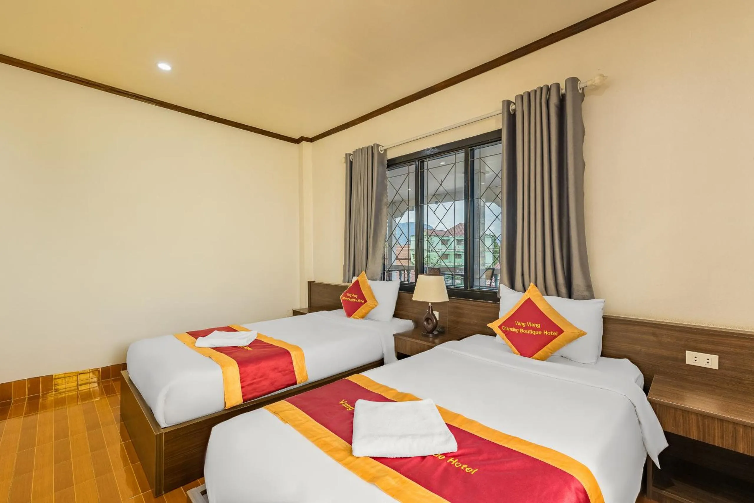 Bed in VangVieng Charming Boutique Hotel