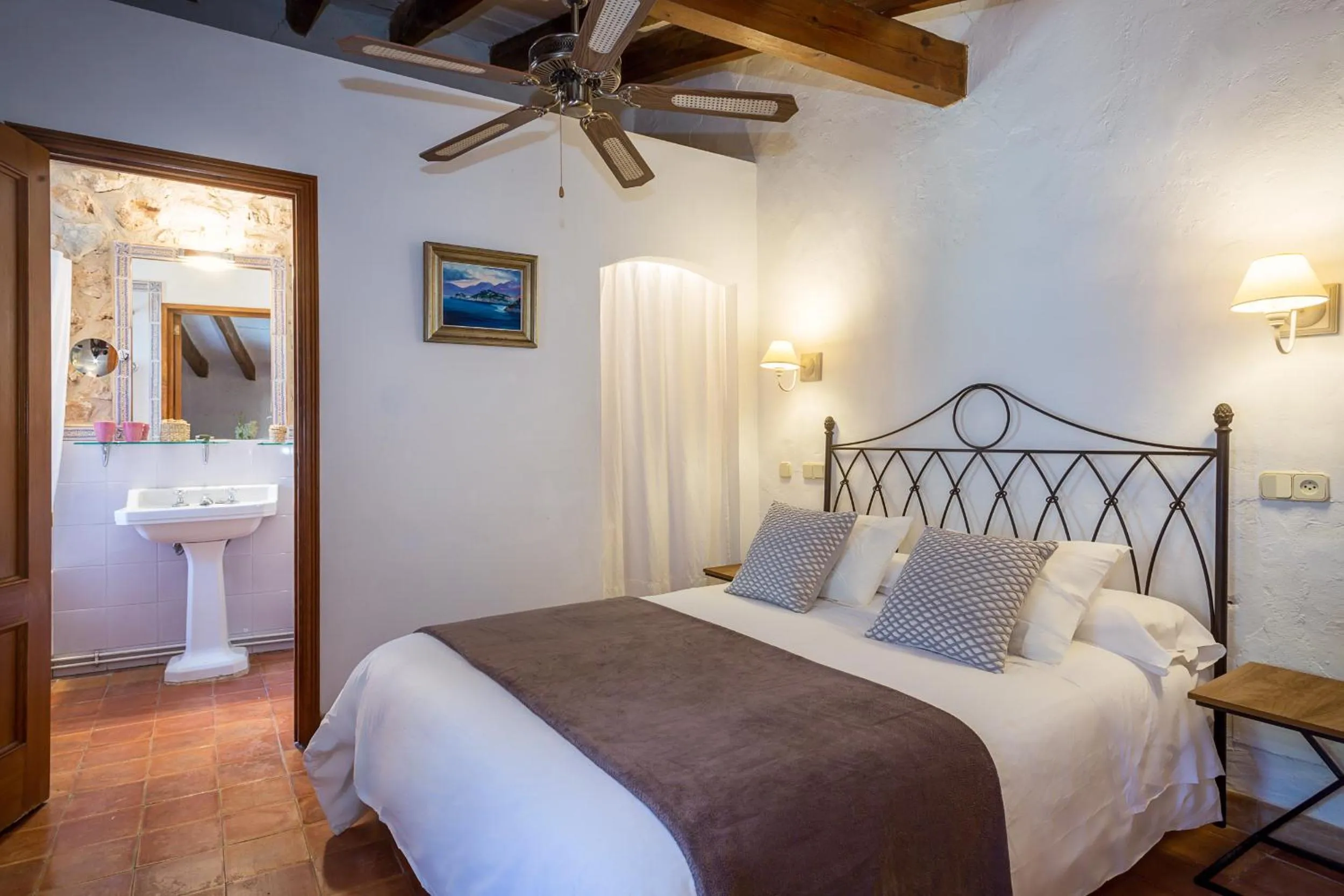 Bathroom, Bed in Finca Es Castell