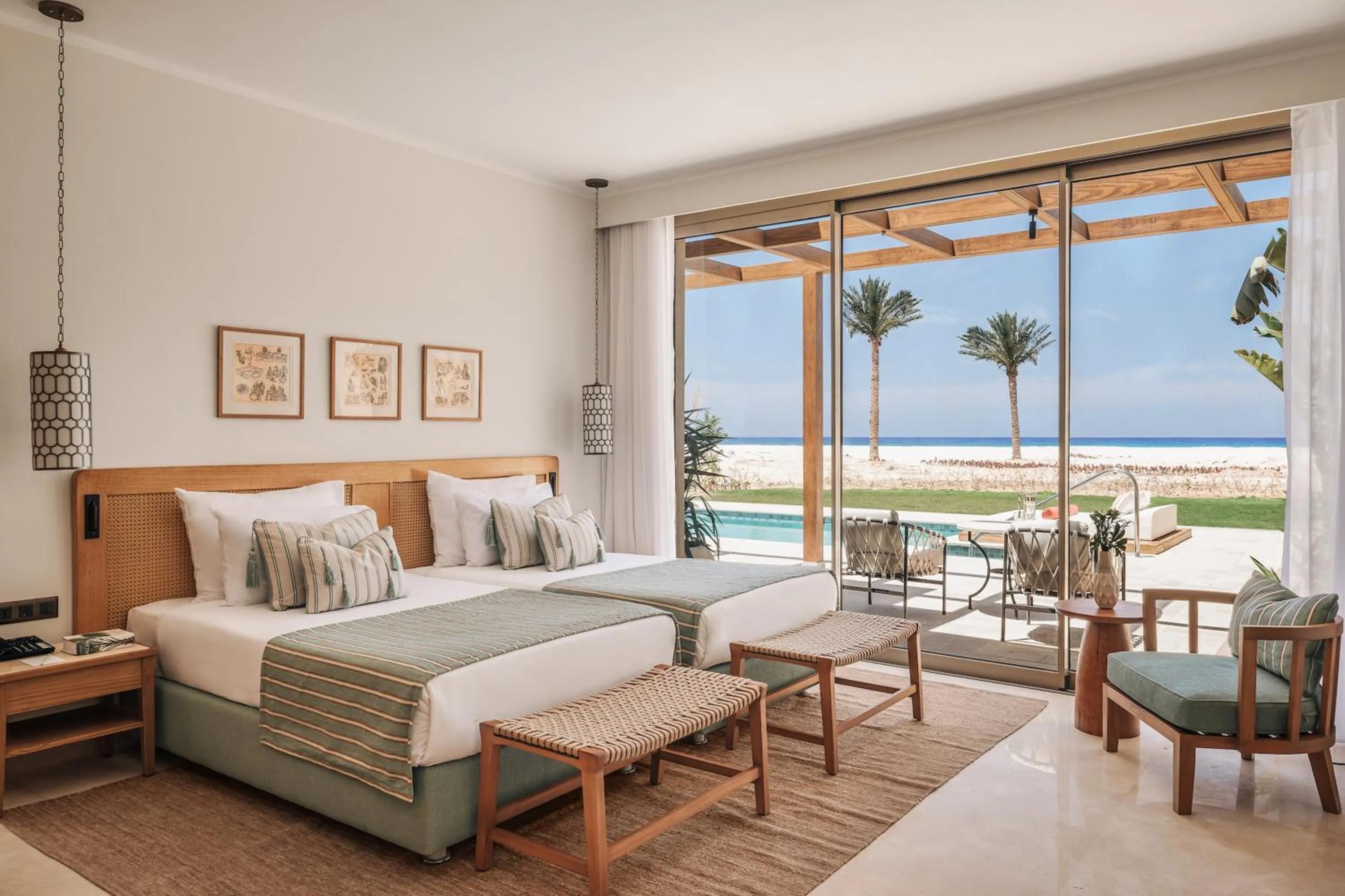 Beach Villa Two Bedroom, King & Twin Bed, Private Pool in Sakhra Hotel & Spa, Almaza Bay