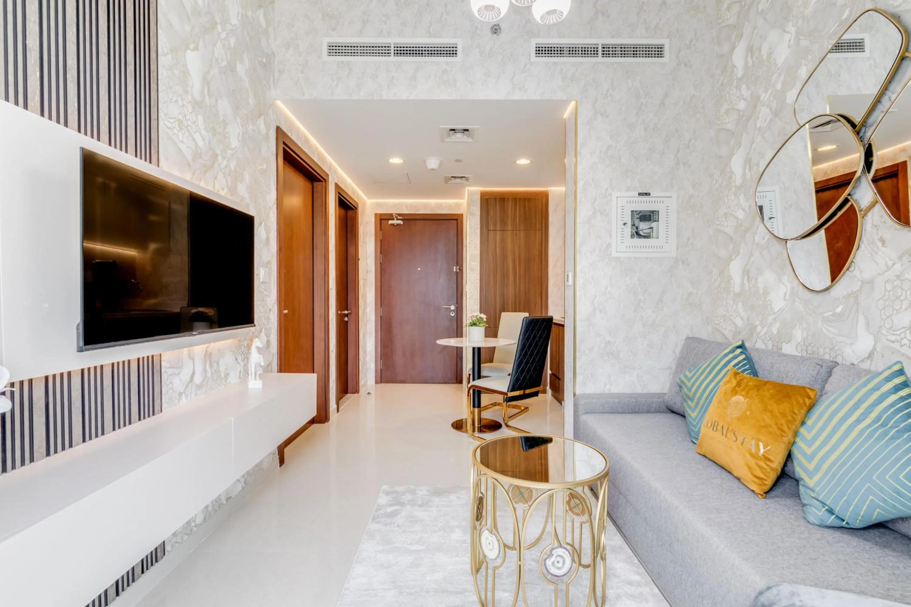 TV and multimedia in GLOBALSTAY. Luxury Apartments Near The Dubai Canal