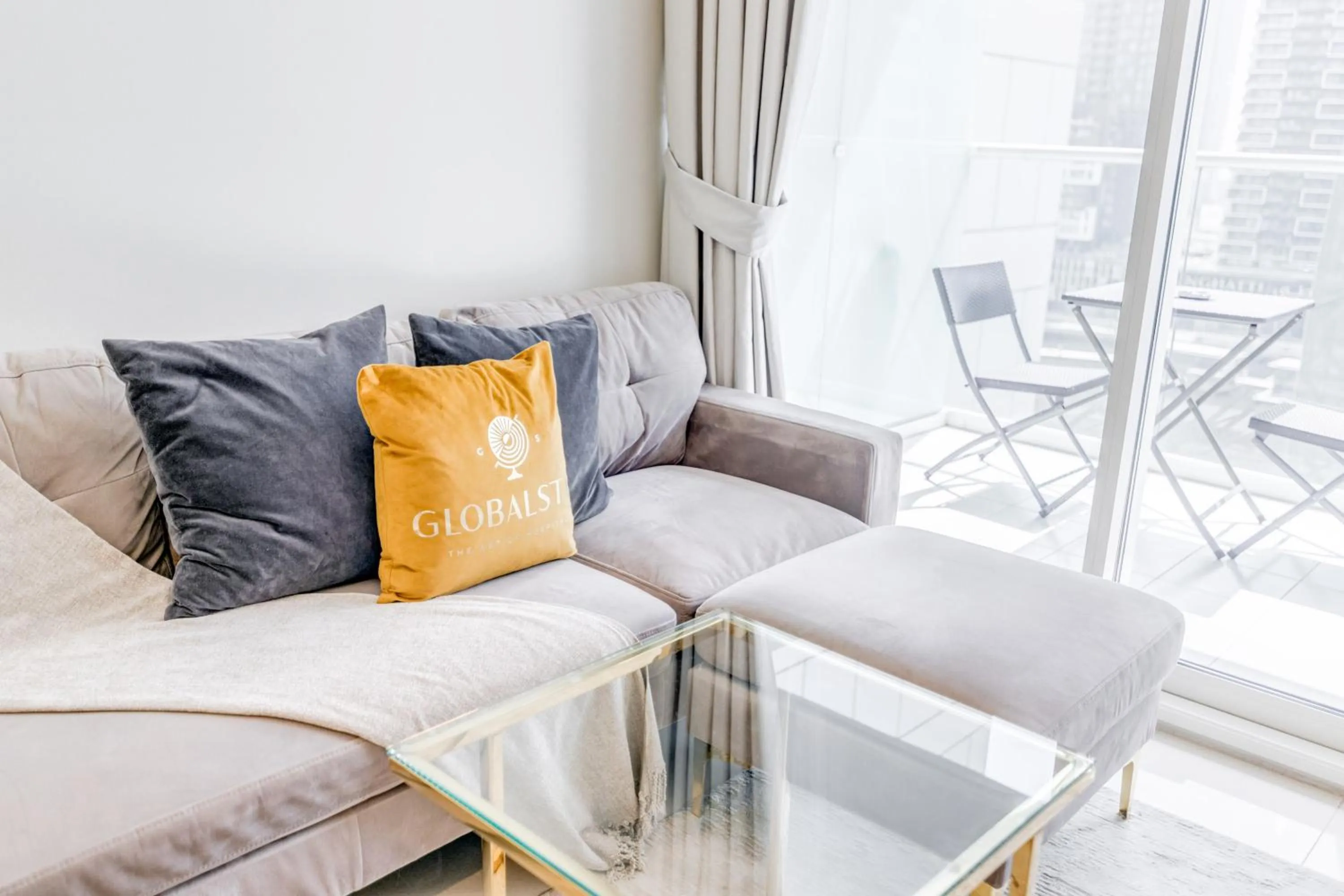 Living room in GLOBALSTAY. Luxury Apartments Near The Dubai Canal