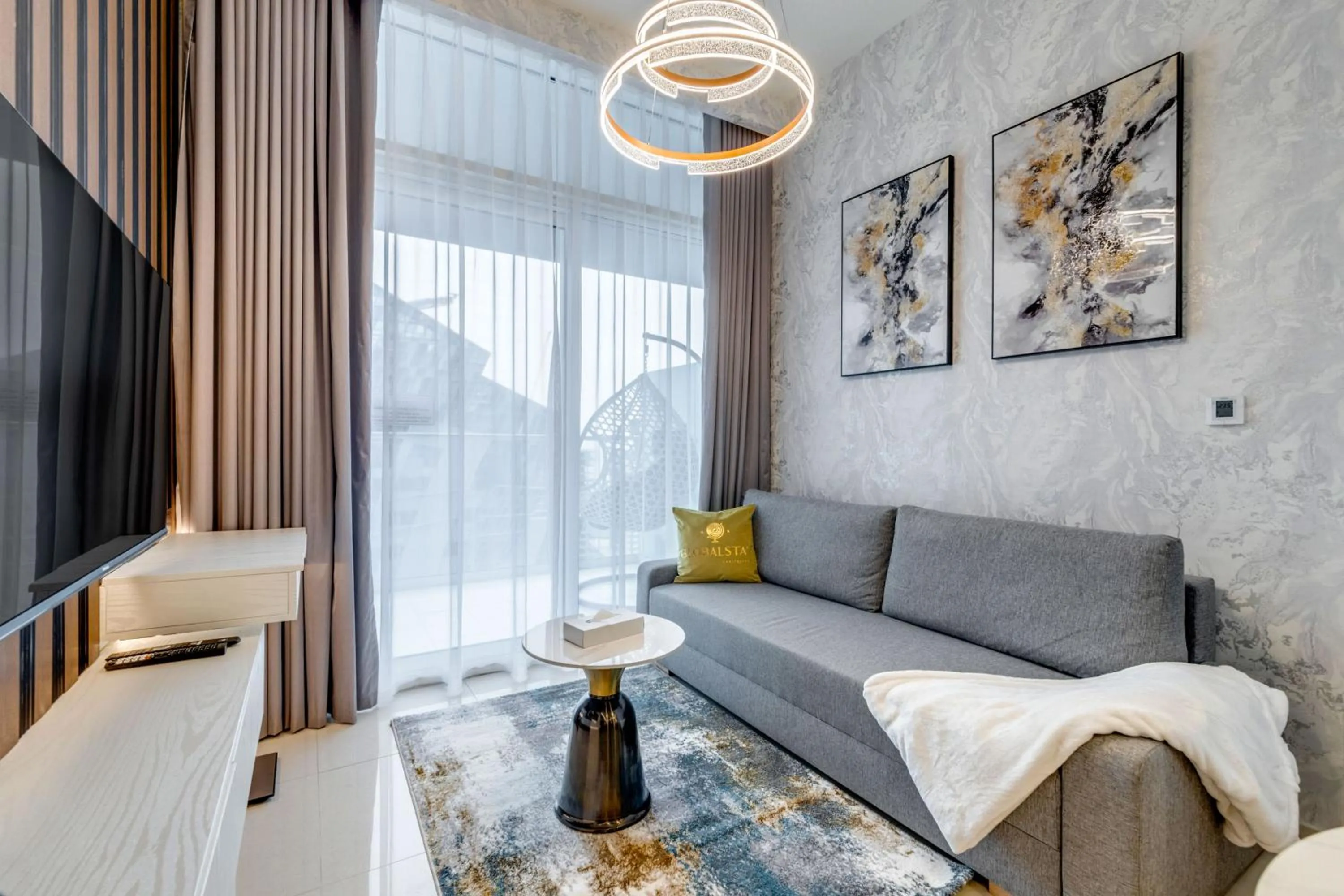 TV and multimedia in GLOBALSTAY. Luxury Apartments Near The Dubai Canal