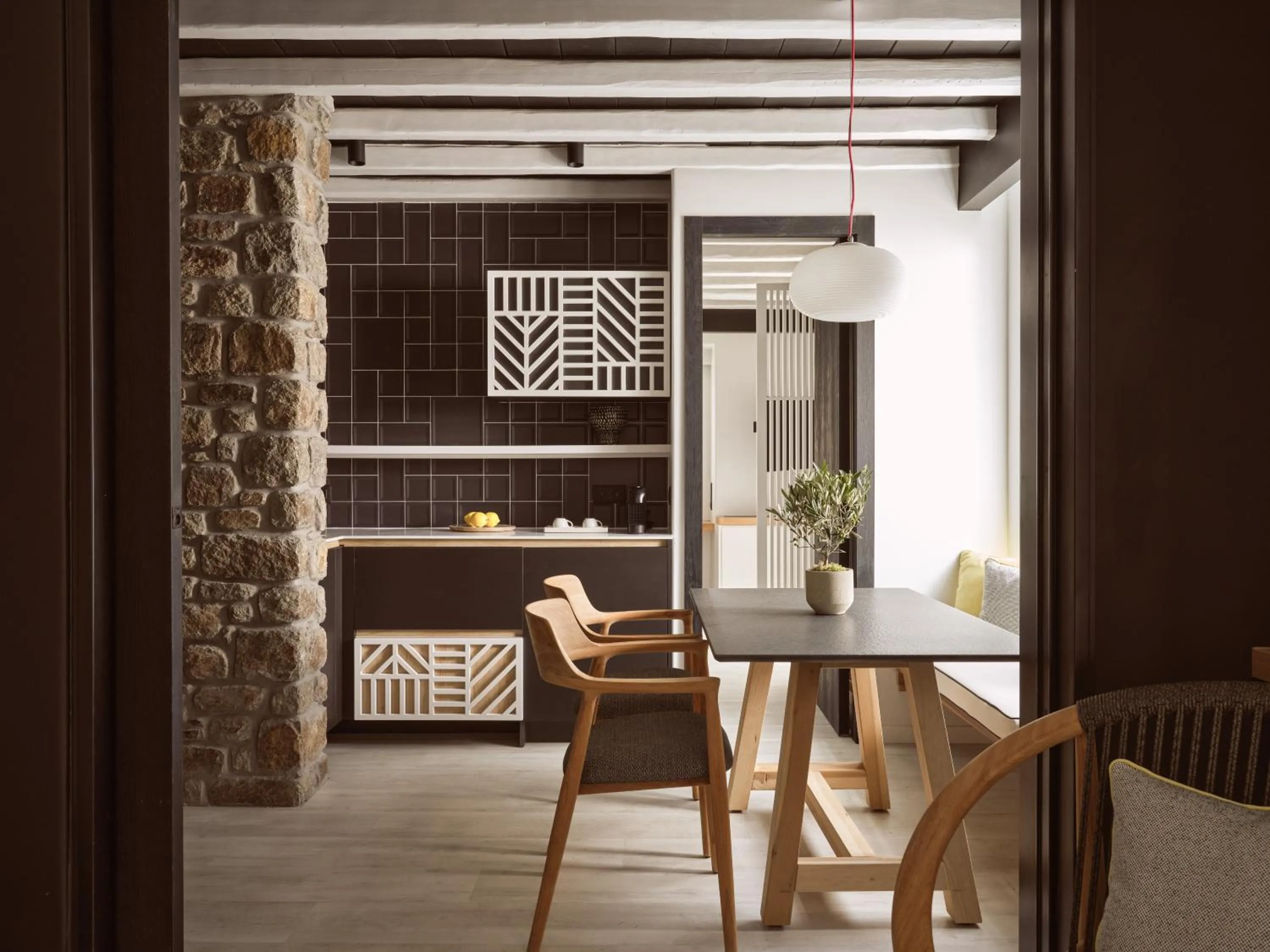 Living room in Semeli Coast Mykonos Curio Collection by Hilton