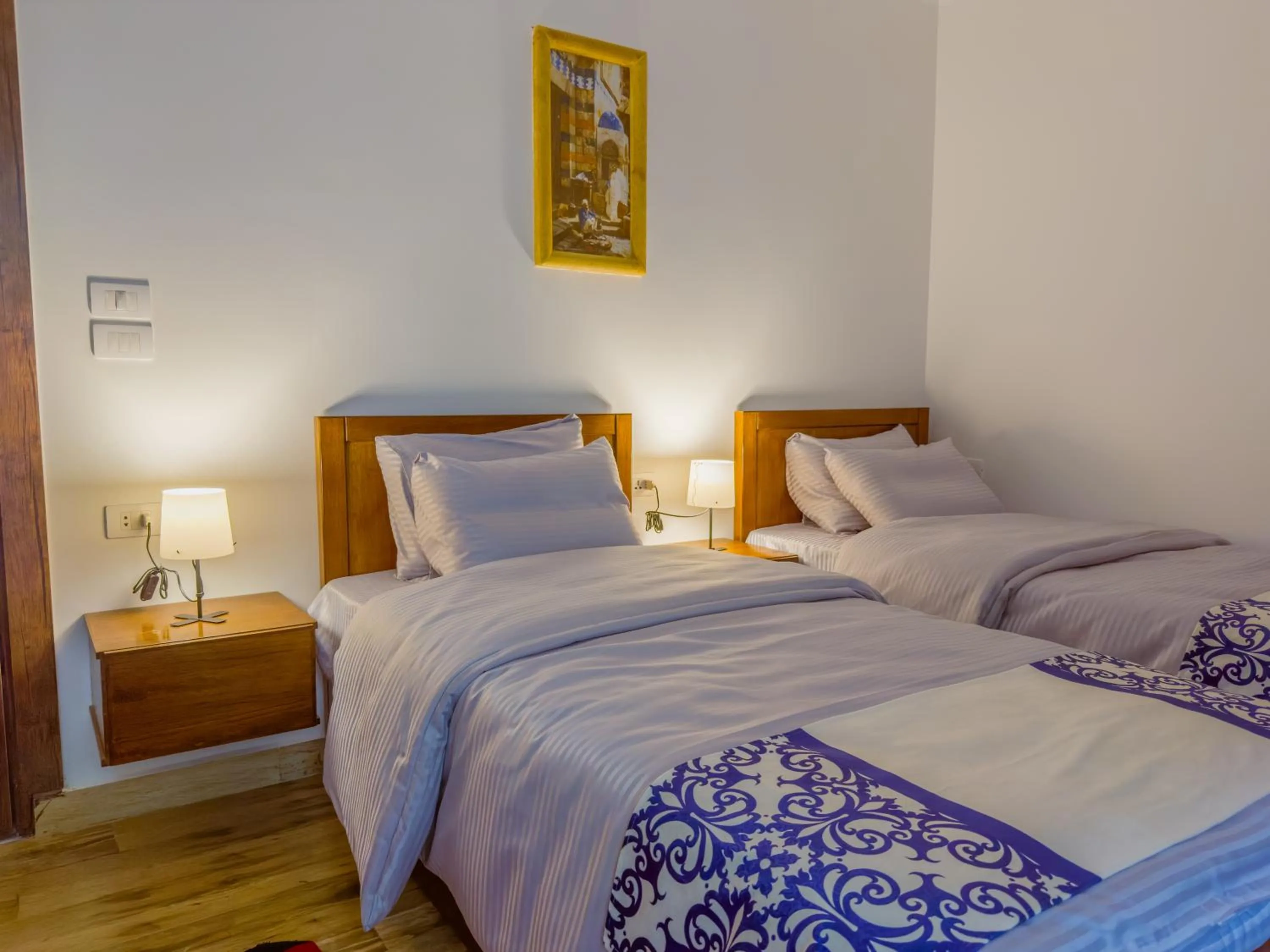 Bed in Royal Crown Hotel Giza Pyramids View