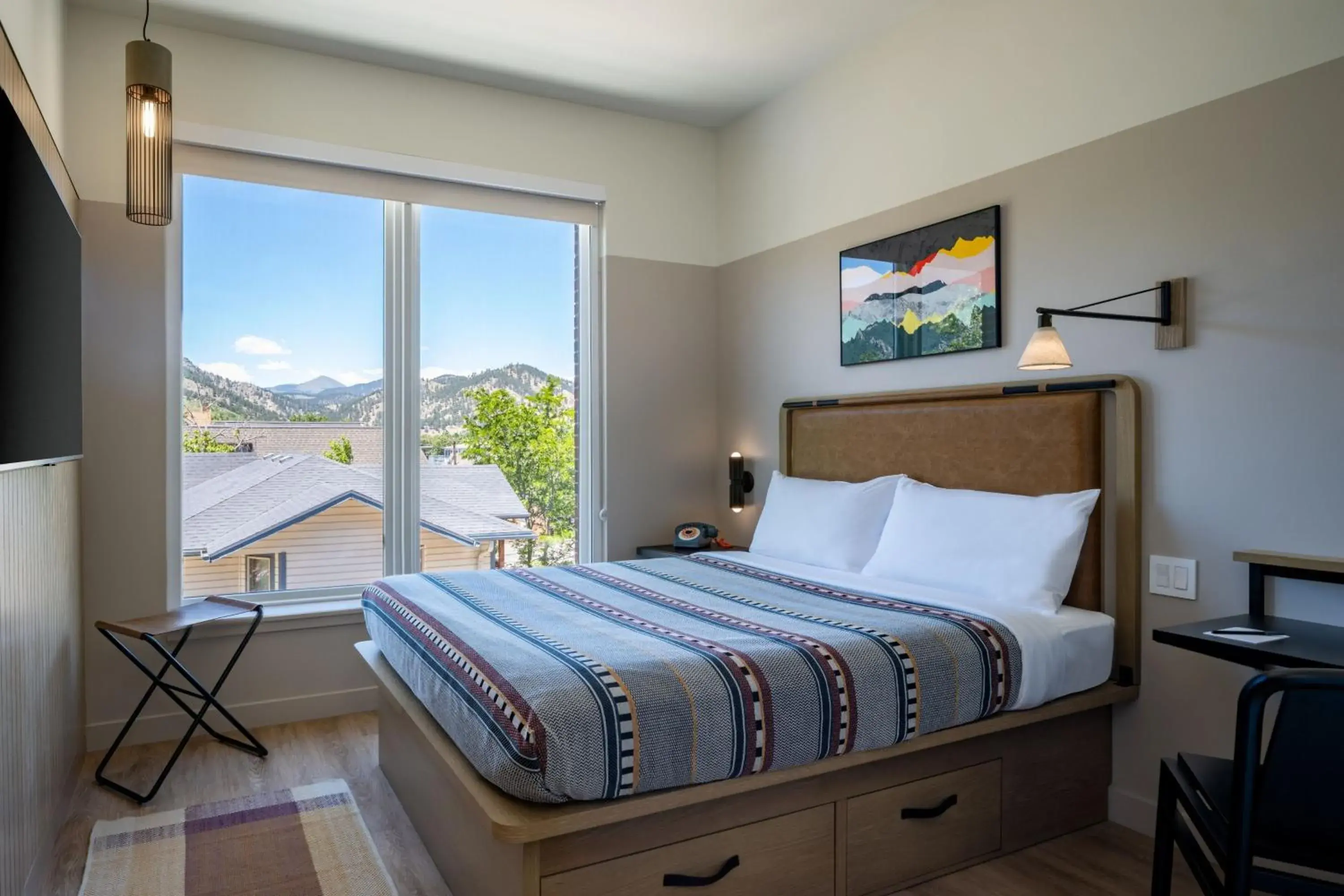 Queen Room with Mountain View and Roll-in Shower - Mobility Accessible in Moxy Boulder University Queen Room with Mountain View and Roll-in Shower - Mobility Accessible in Moxy Boulder University